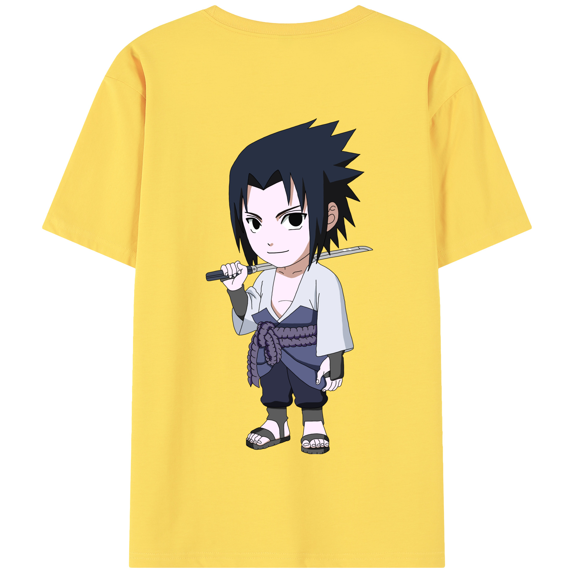 （画像用） NARUTO -ナルト- うちは サスケ Uchiha Sasuke 綿100％半袖Tシャツ（背面プリント）