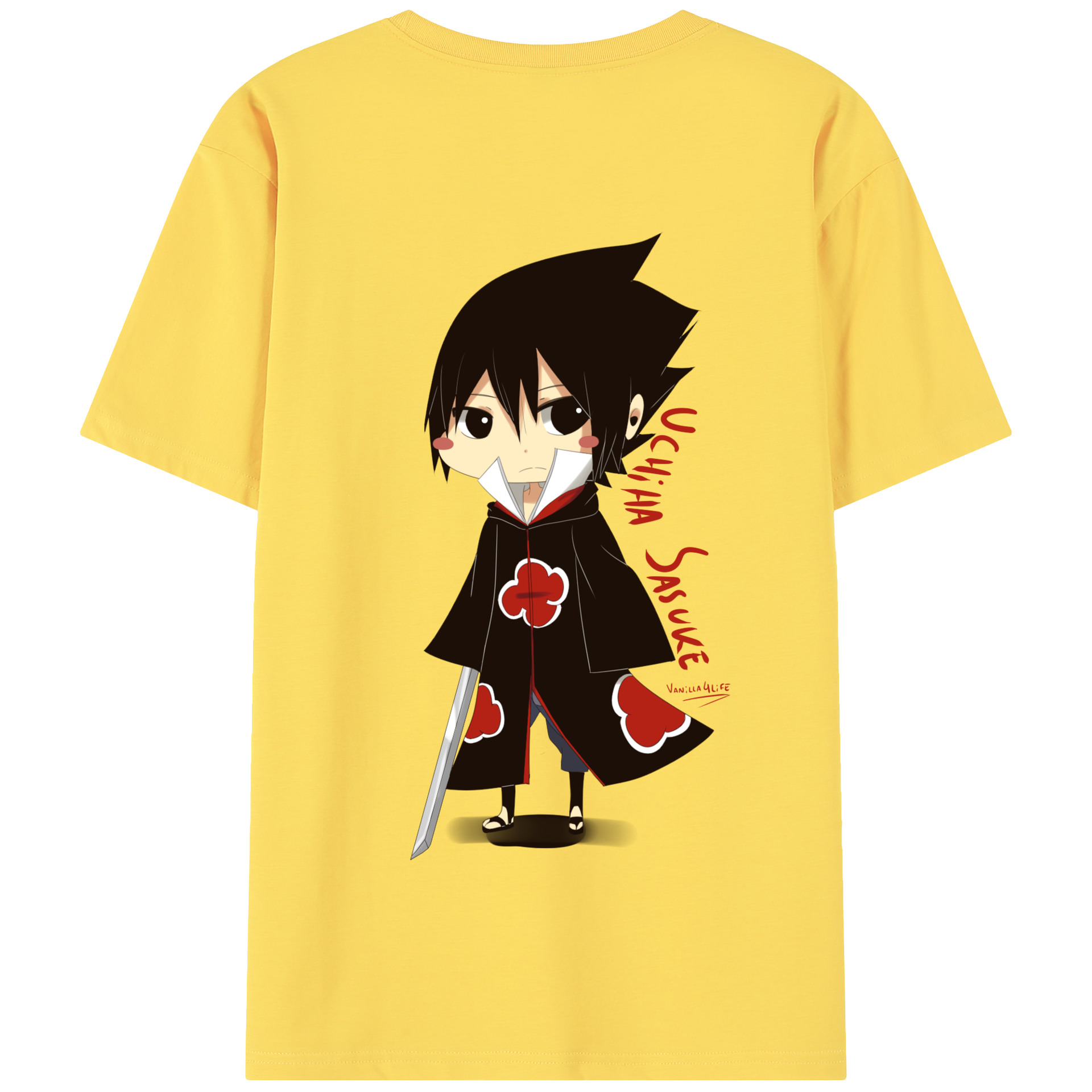 （画像用） NARUTO -ナルト- うちは サスケ Uchiha Sasuke 綿100％半袖Tシャツ（背面プリント）