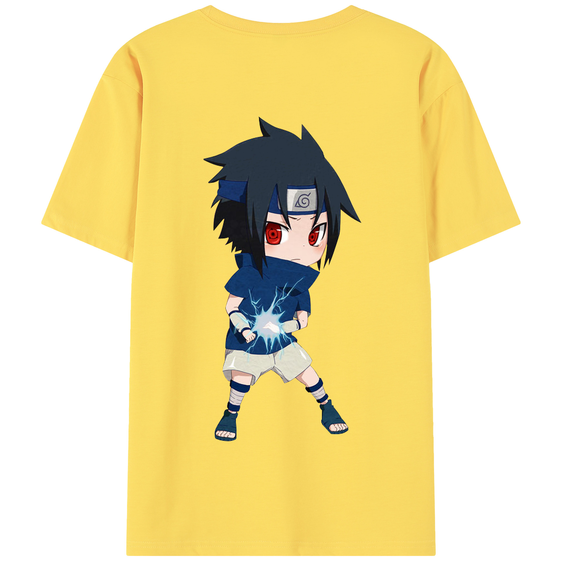 （画像用） NARUTO -ナルト- うちは サスケ Uchiha Sasuke 綿100％半袖Tシャツ（背面プリント）