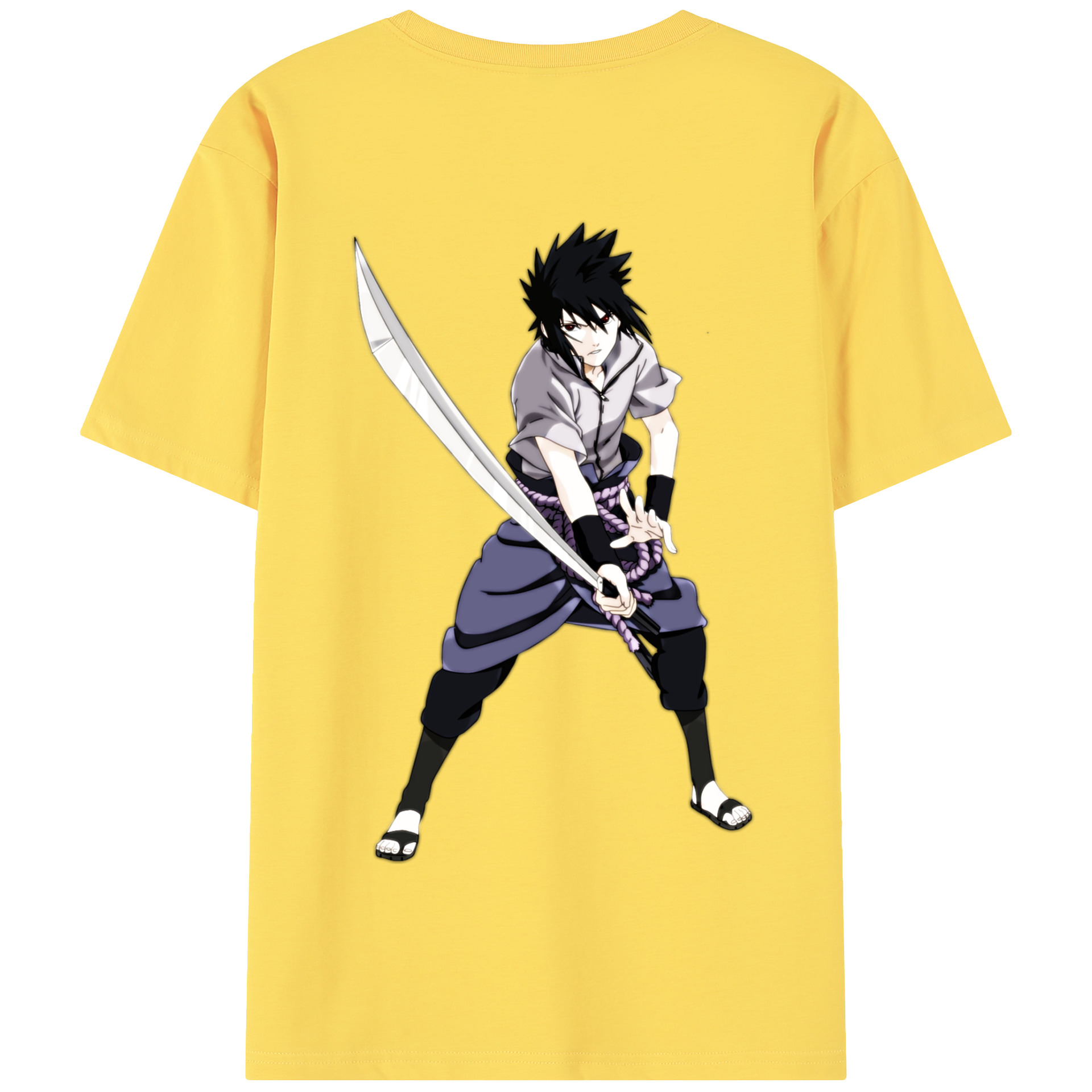 （画像用） NARUTO -ナルト- うちは サスケ Uchiha Sasuke 綿100％半袖Tシャツ（背面プリント）
