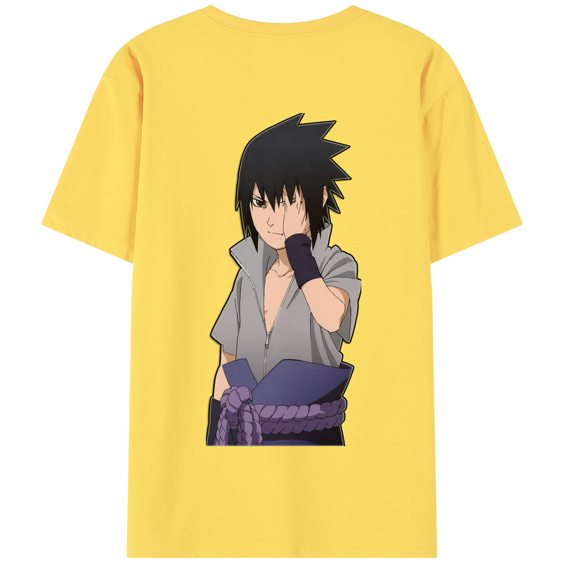 （画像用） NARUTO -ナルト- うちは サスケ Uchiha Sasuke 綿100％半袖Tシャツ（背面プリント）