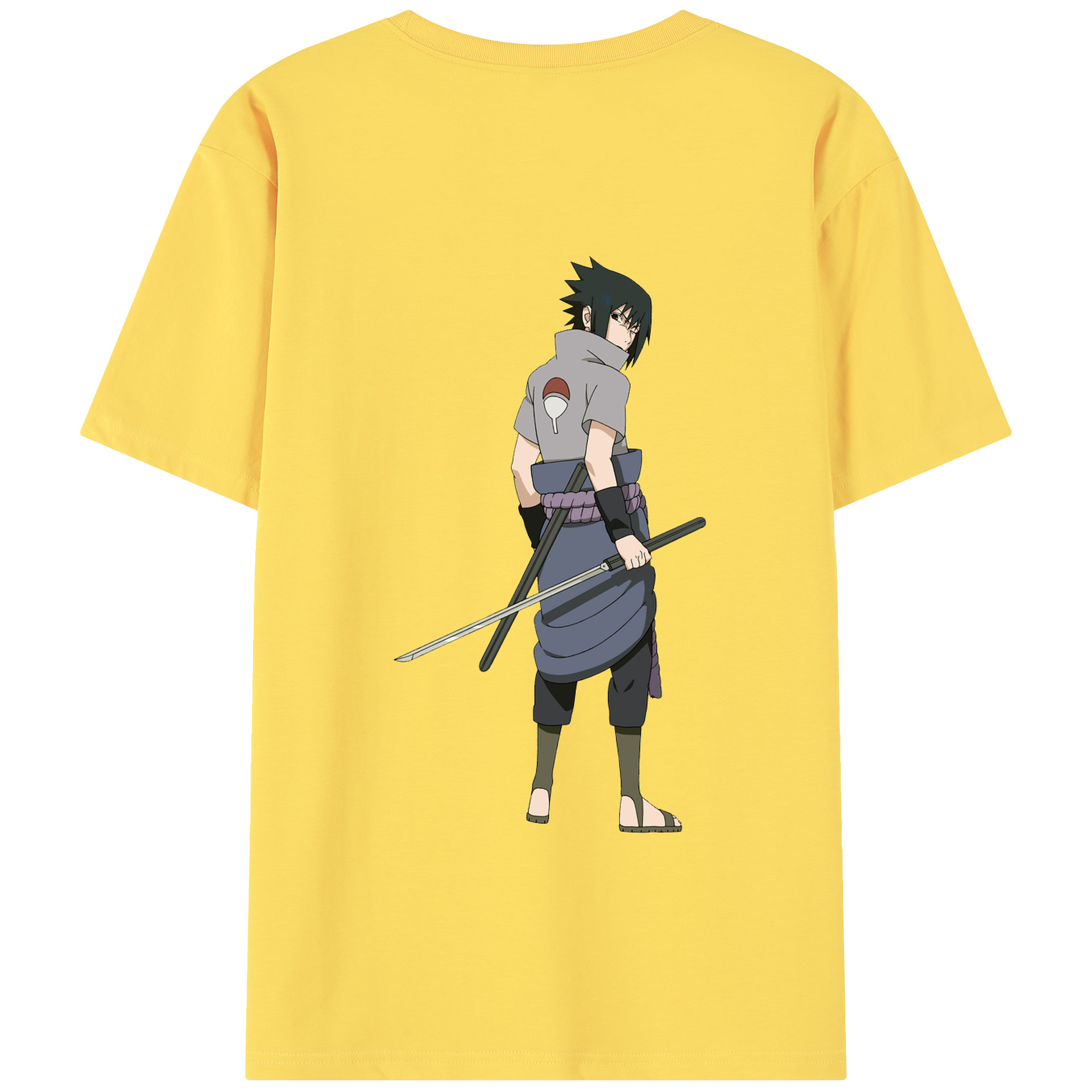 （画像用） NARUTO -ナルト- うちは サスケ Uchiha Sasuke 綿100％半袖Tシャツ（背面プリント）