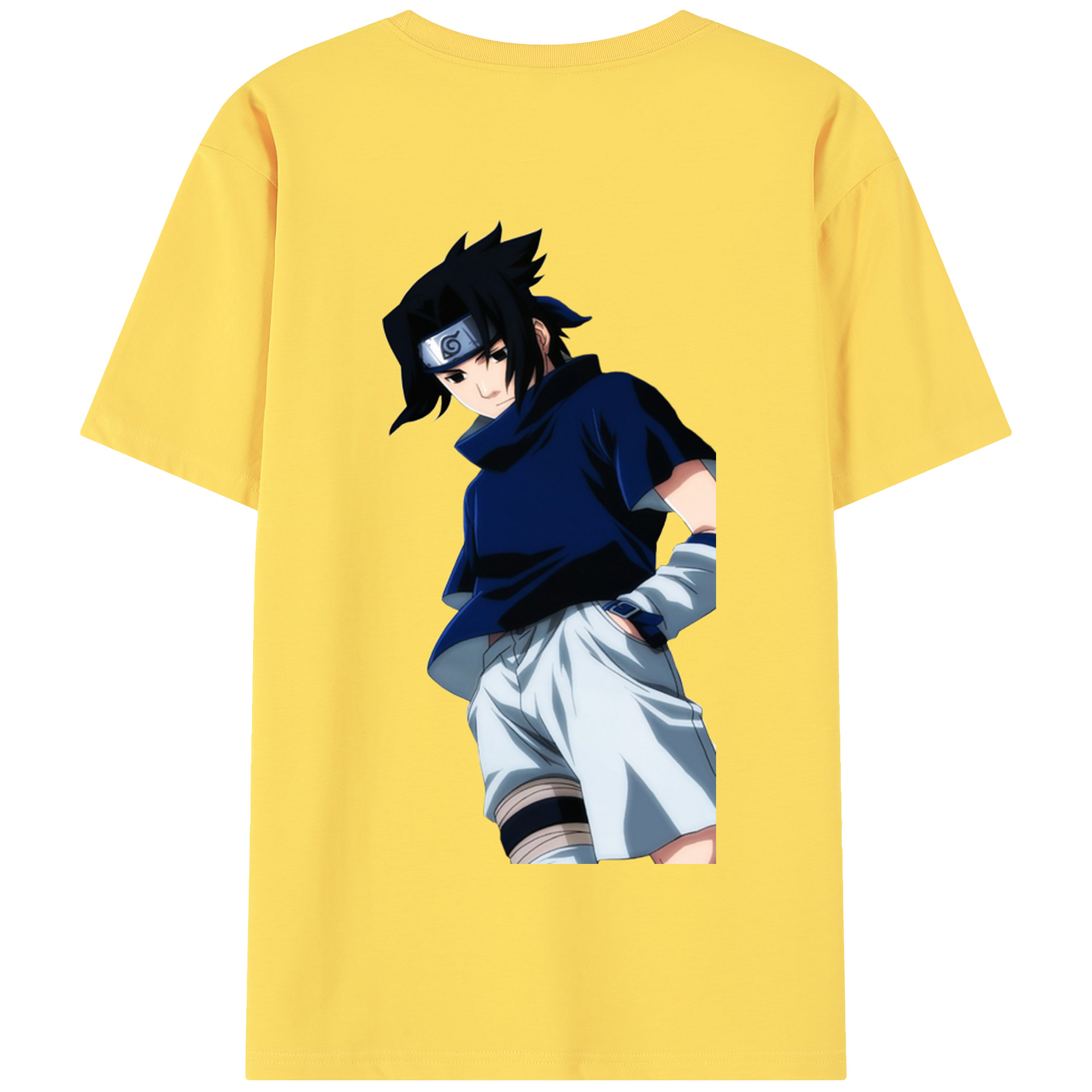 （画像用） NARUTO -ナルト- うちは サスケ Uchiha Sasuke 綿100％半袖Tシャツ（背面プリント）
