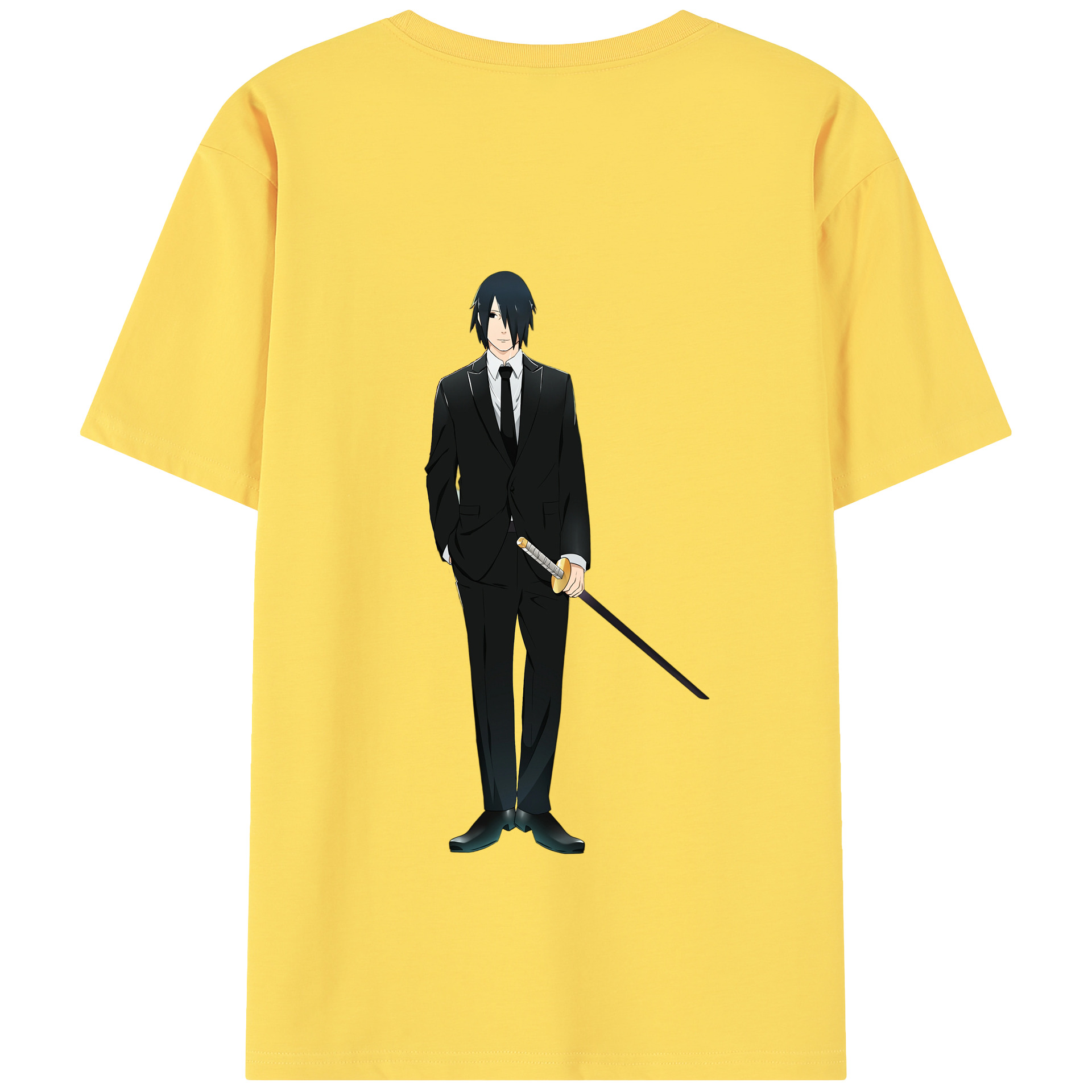（画像用） NARUTO -ナルト- うちは サスケ Uchiha Sasuke 綿100％半袖Tシャツ（背面プリント）