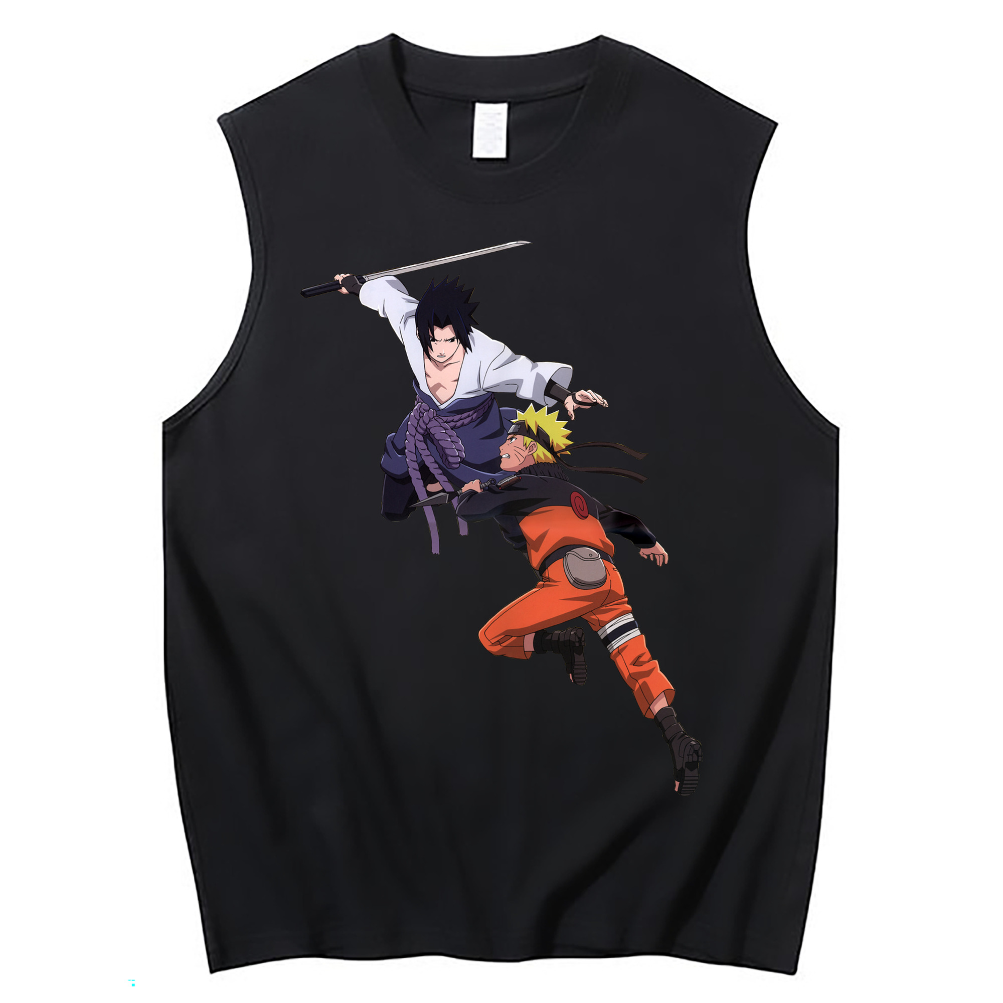 （画像用） NARUTO -ナルト- うちは サスケ Uchiha Sasuke コットン100％タンクトップ（フロントプリント）