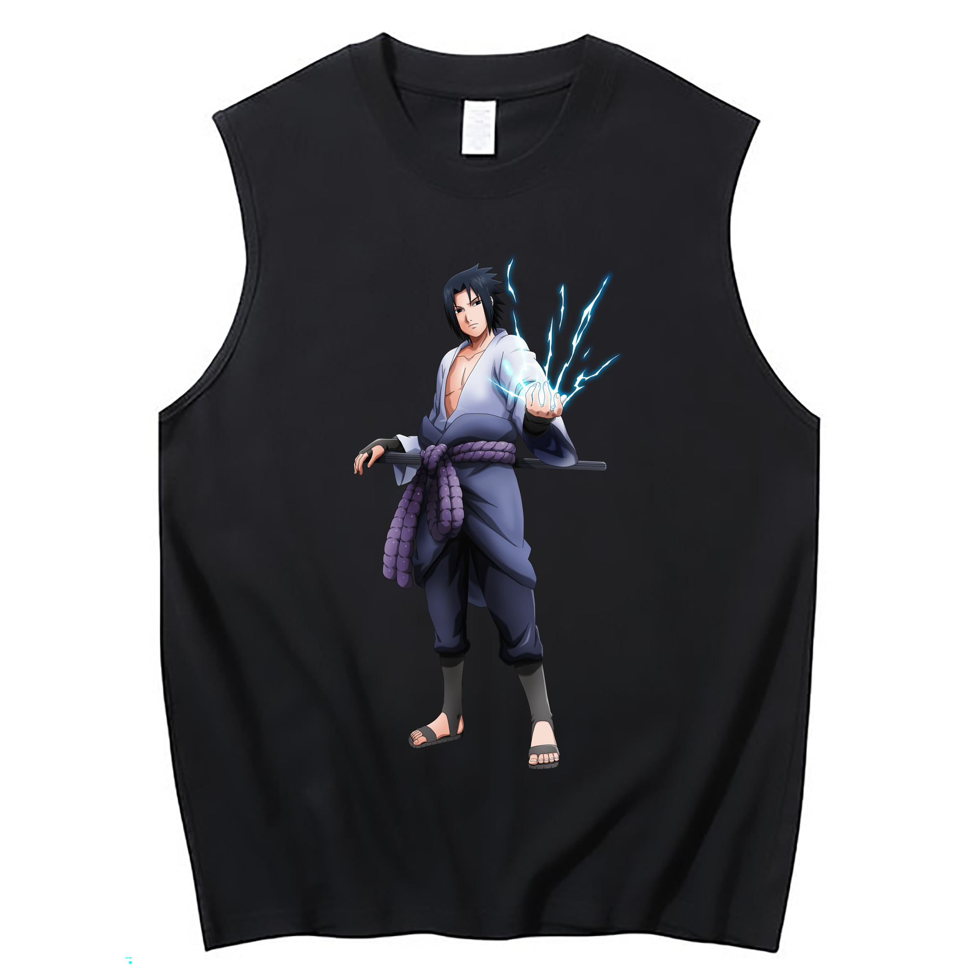 （画像用） NARUTO -ナルト- うちは サスケ Uchiha Sasuke コットン100％タンクトップ（フロントプリント）