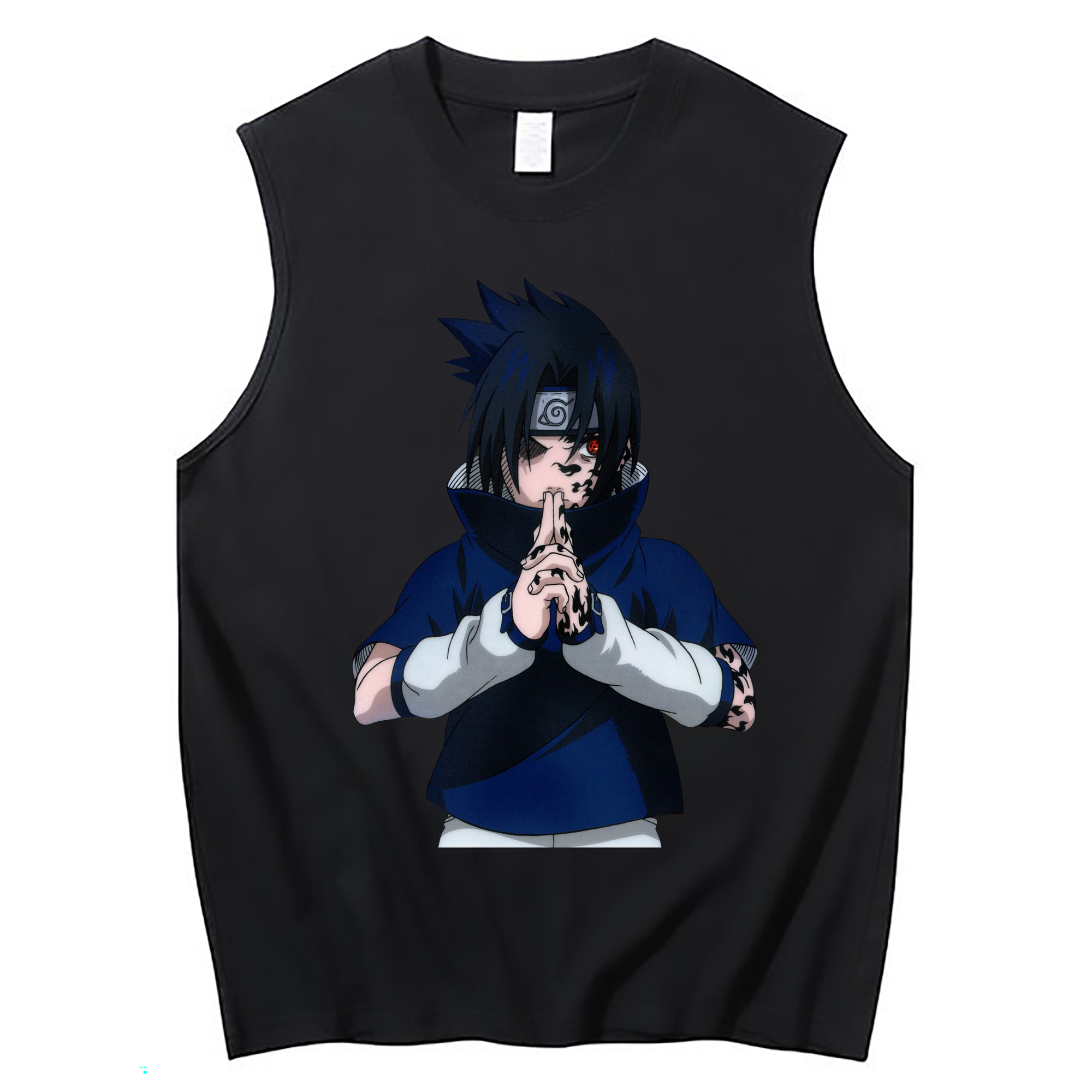 （画像用） NARUTO -ナルト- うちは サスケ Uchiha Sasuke コットン100％タンクトップ（フロントプリント）