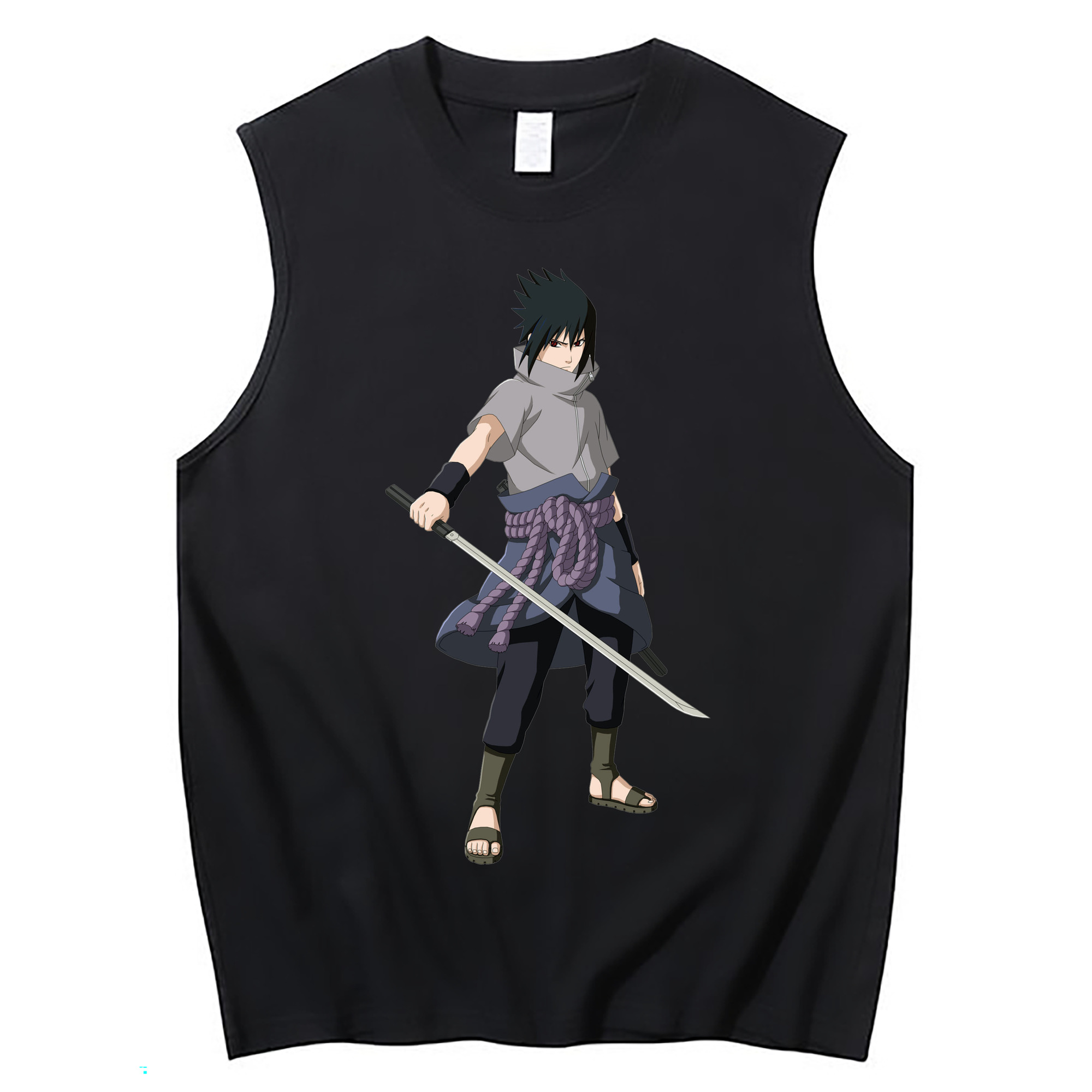 （画像用） NARUTO -ナルト- うちは サスケ Uchiha Sasuke コットン100％タンクトップ（フロントプリント）