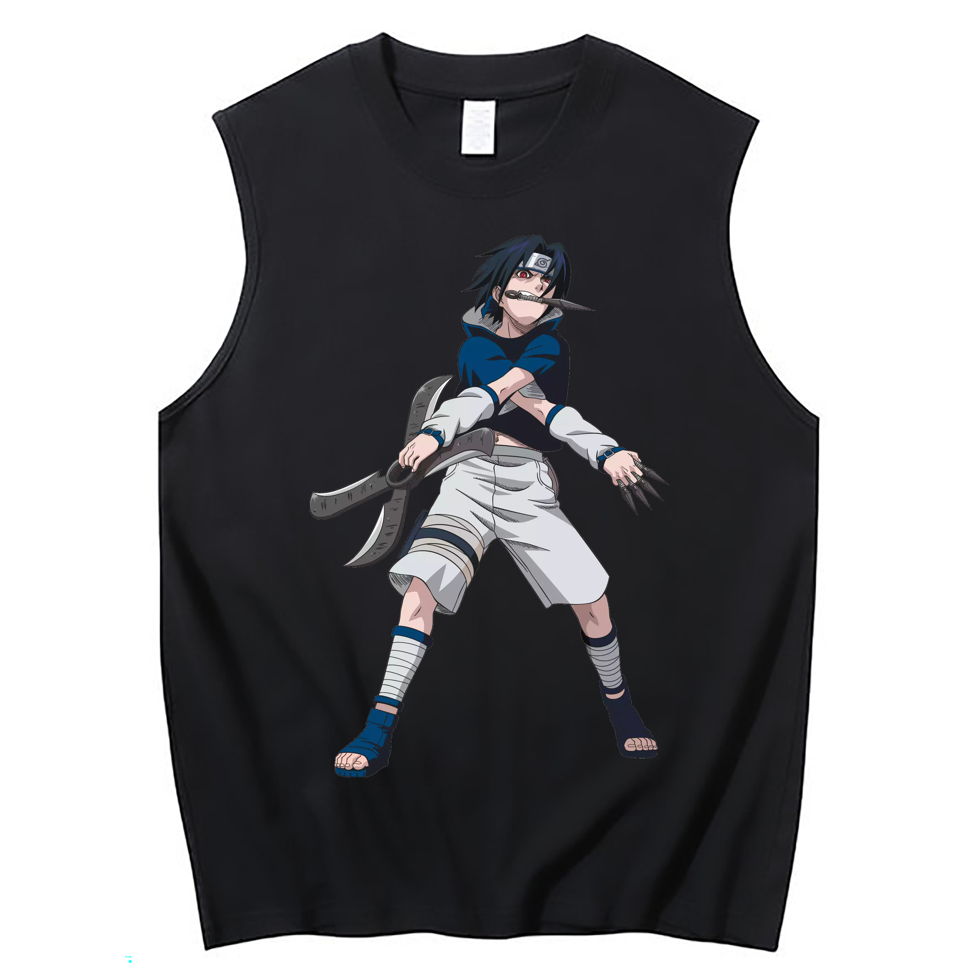 （画像用） NARUTO -ナルト- うちは サスケ Uchiha Sasuke コットン100％タンクトップ（フロントプリント）