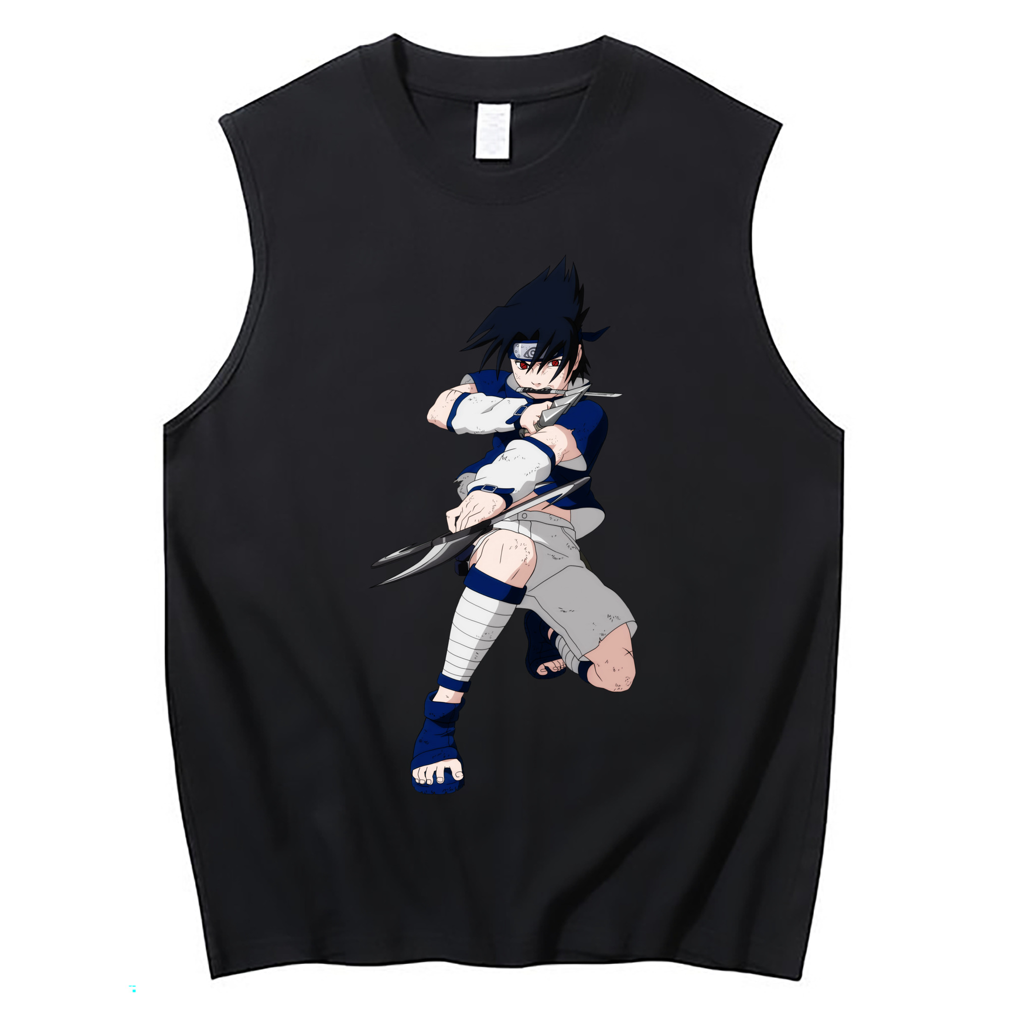 （画像用） NARUTO -ナルト- うちは サスケ Uchiha Sasuke コットン100％タンクトップ（フロントプリント）