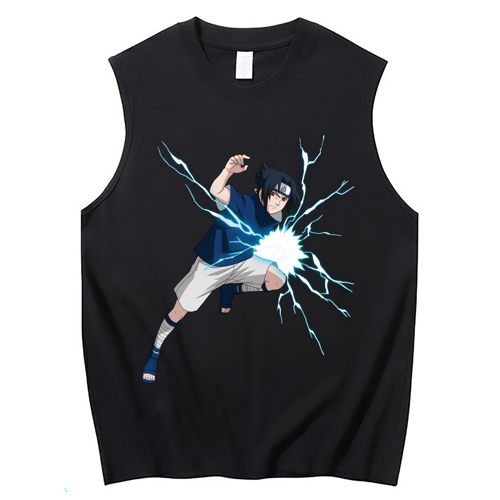 （画像用） NARUTO -ナルト- うちは サスケ Uchiha Sasuke コットン100％タンクトップ（フロントプリント）