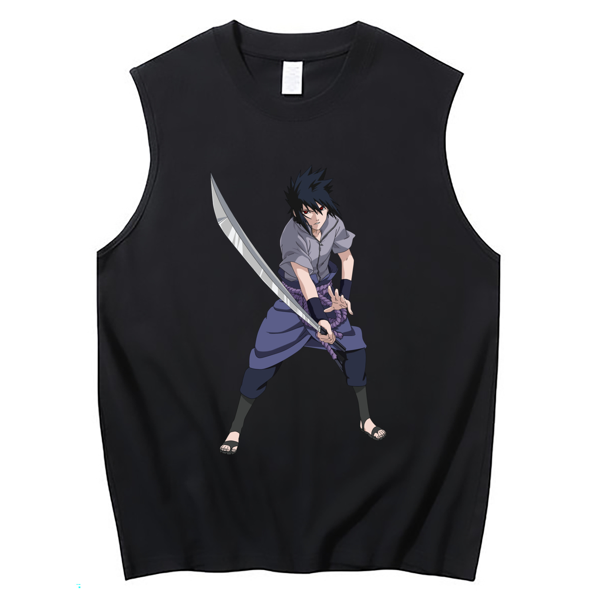 （画像用） NARUTO -ナルト- うちは サスケ Uchiha Sasuke コットン100％タンクトップ（フロントプリント）
