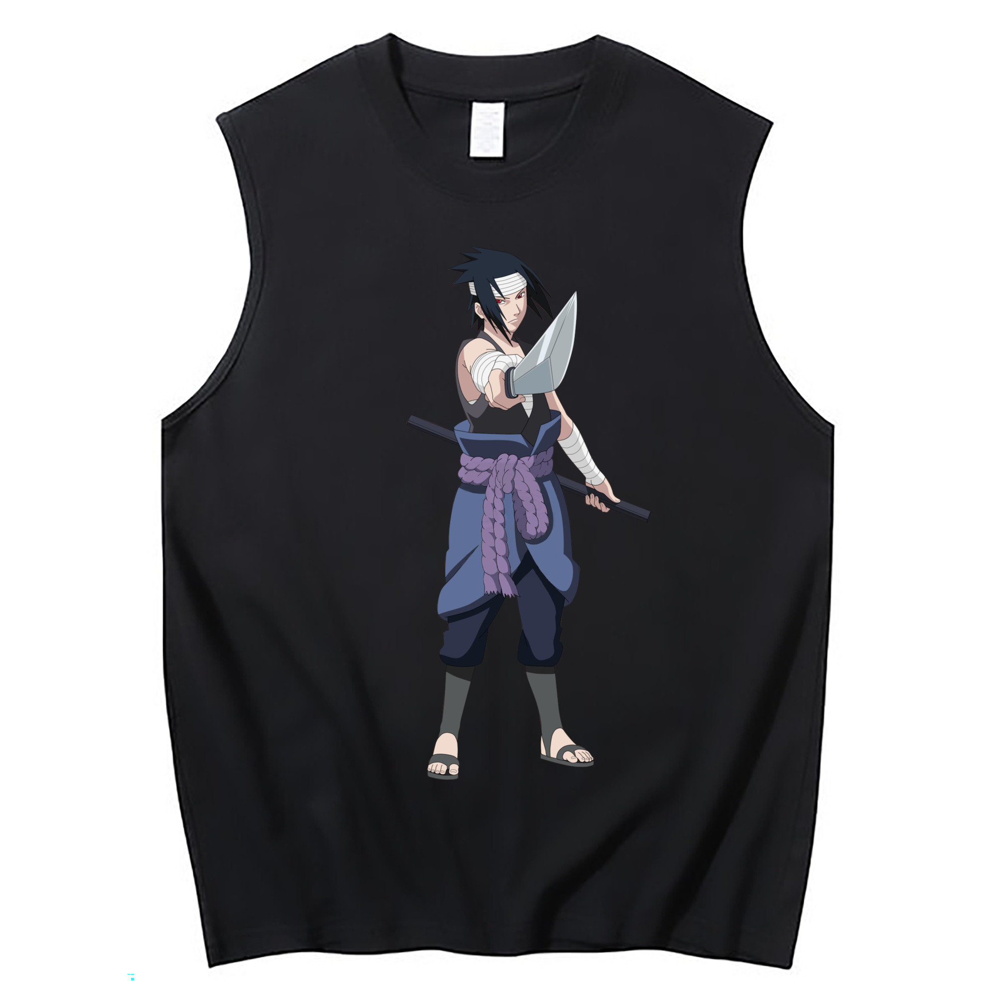 （画像用） NARUTO -ナルト- うちは サスケ Uchiha Sasuke コットン100％タンクトップ（フロントプリント）