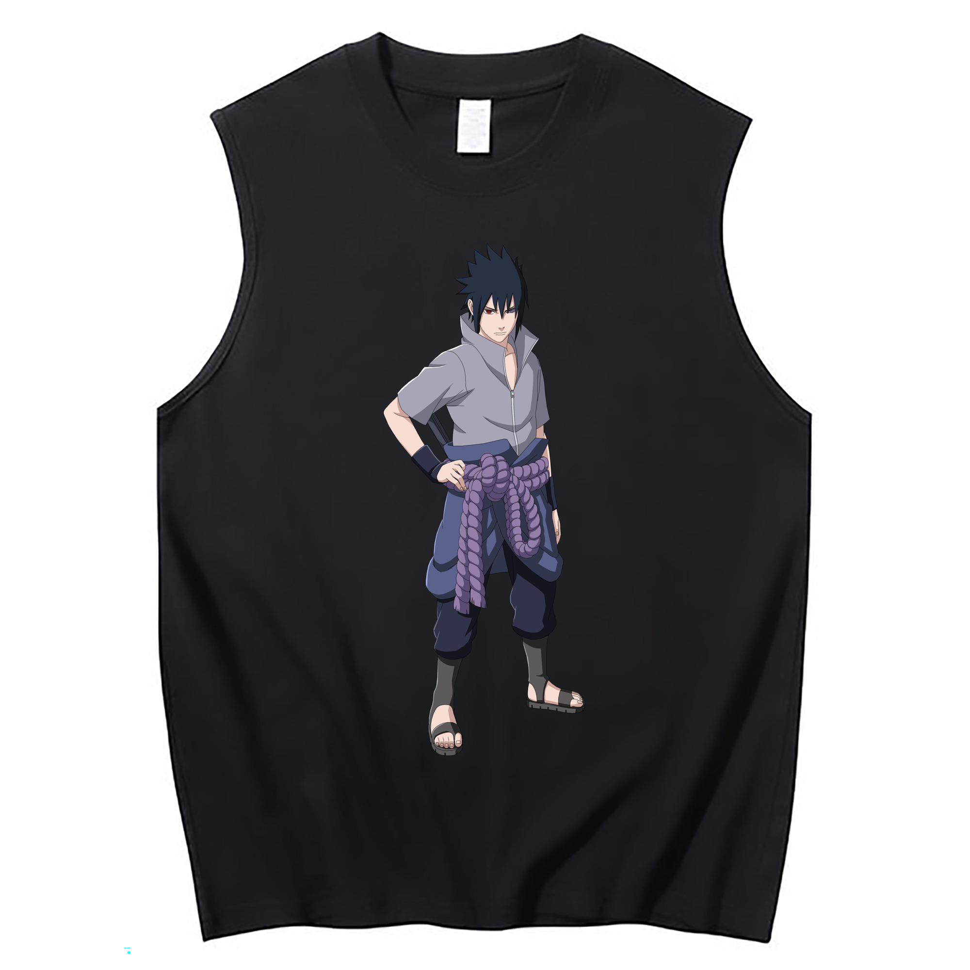 （画像用） NARUTO -ナルト- うちは サスケ Uchiha Sasuke コットン100％タンクトップ（フロントプリント）