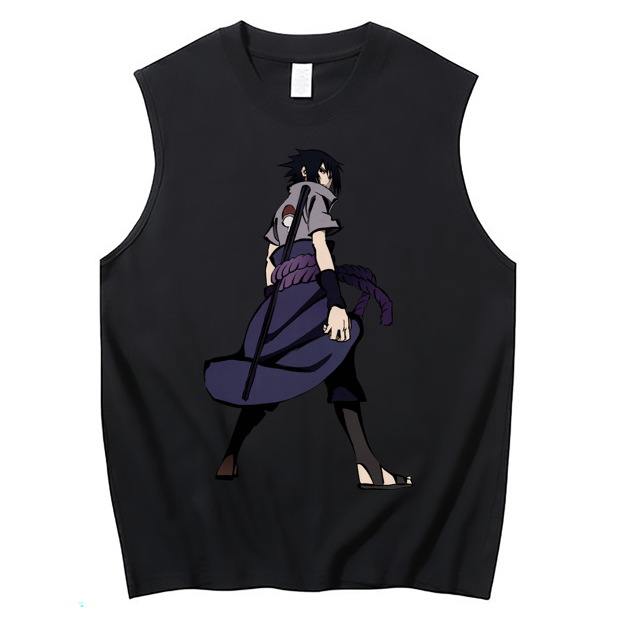 （画像用） NARUTO -ナルト- うちは サスケ Uchiha Sasuke コットン100％タンクトップ（フロントプリント）