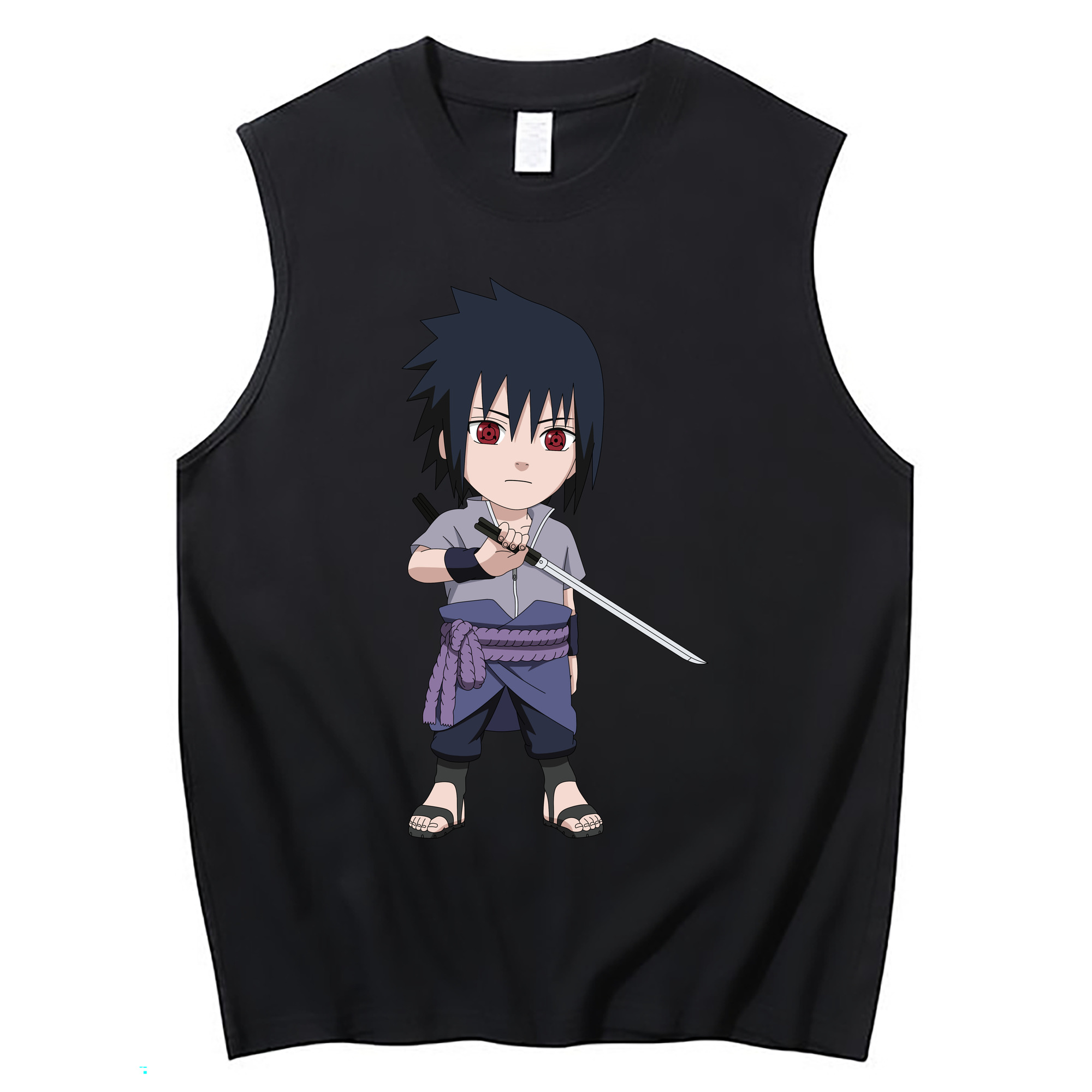 （画像用） NARUTO -ナルト- うちは サスケ Uchiha Sasuke コットン100％タンクトップ（フロントプリント）