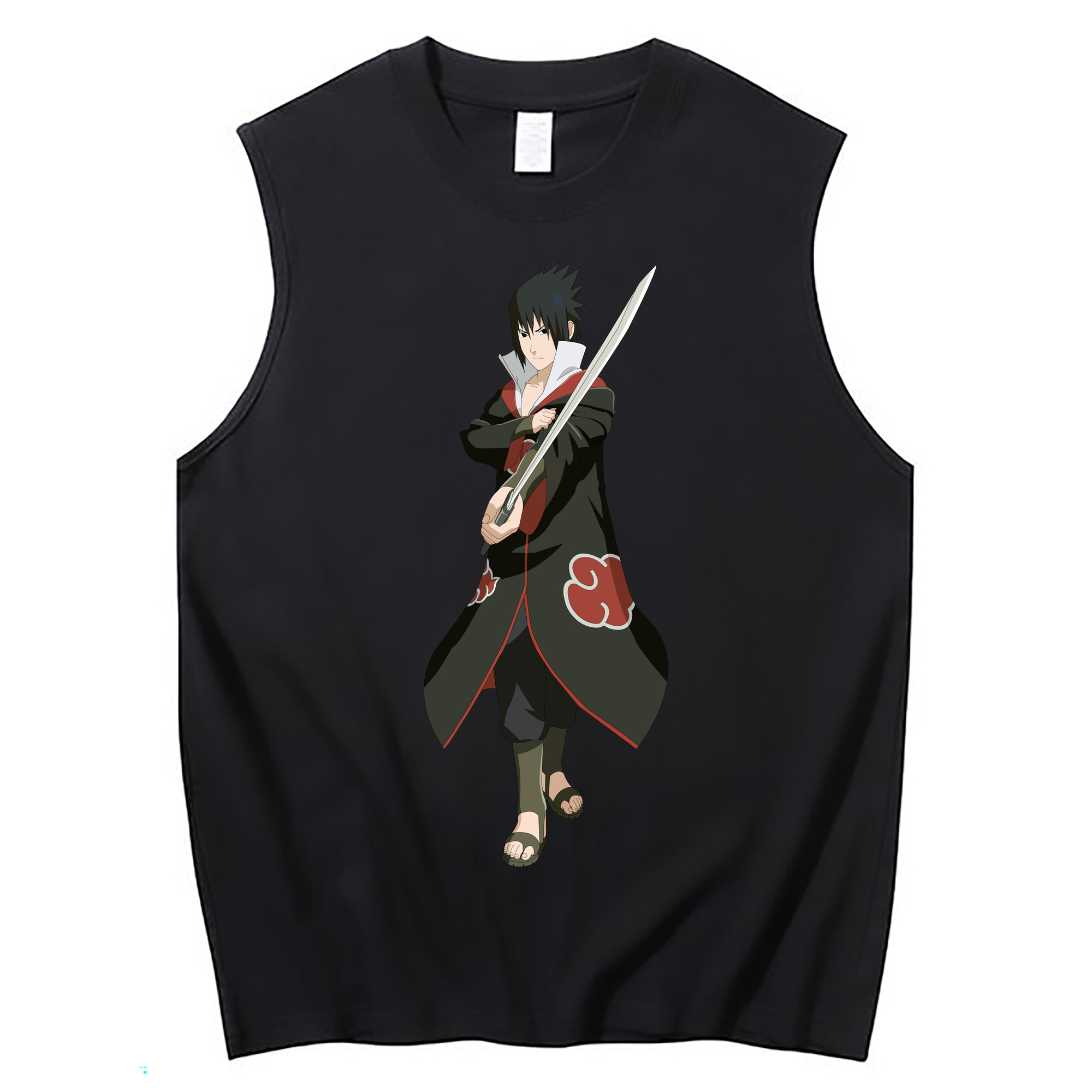 （画像用） NARUTO -ナルト- うちは サスケ Uchiha Sasuke コットン100％タンクトップ（フロントプリント）