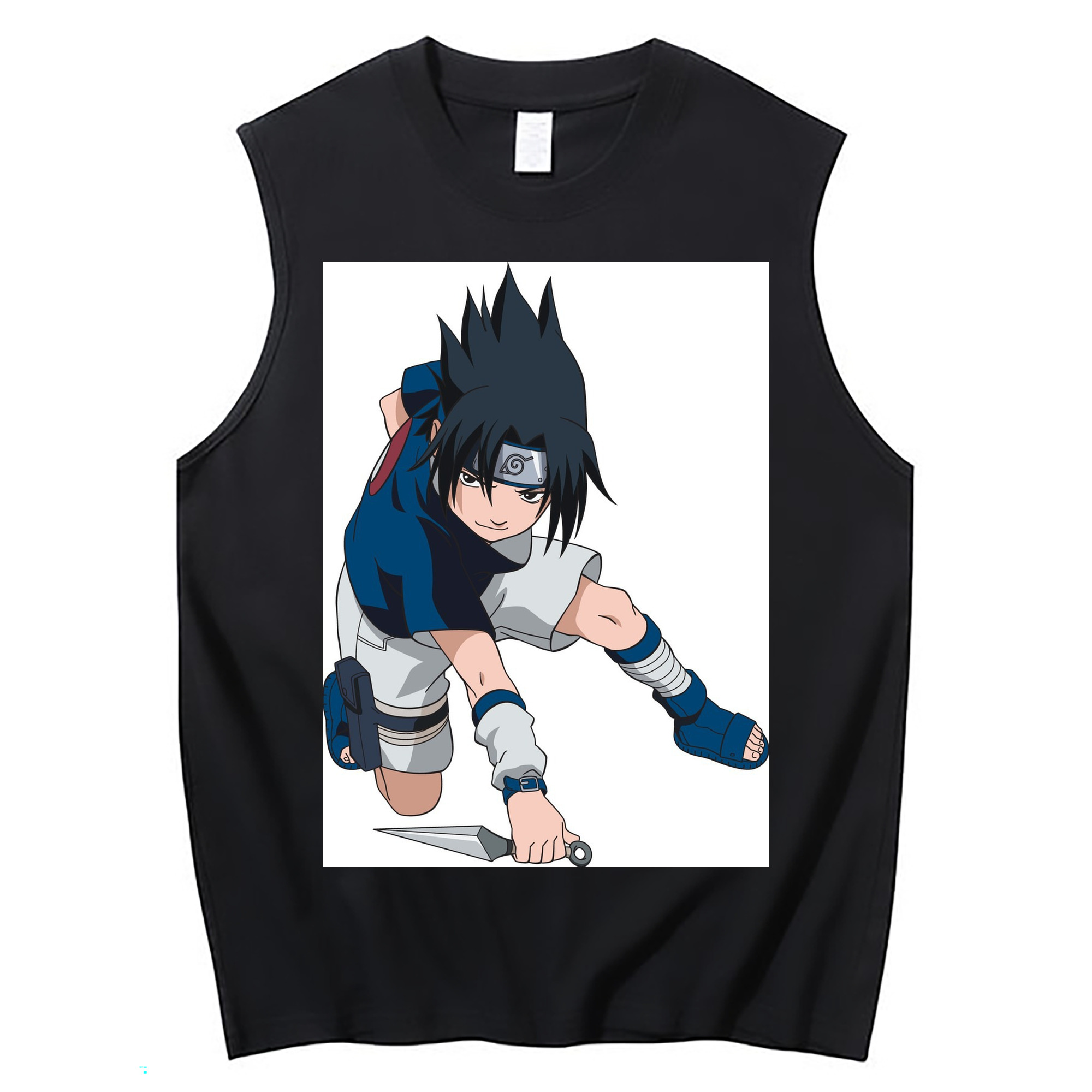 （画像用） NARUTO -ナルト- うちは サスケ Uchiha Sasuke コットン100％タンクトップ（フロントプリント）