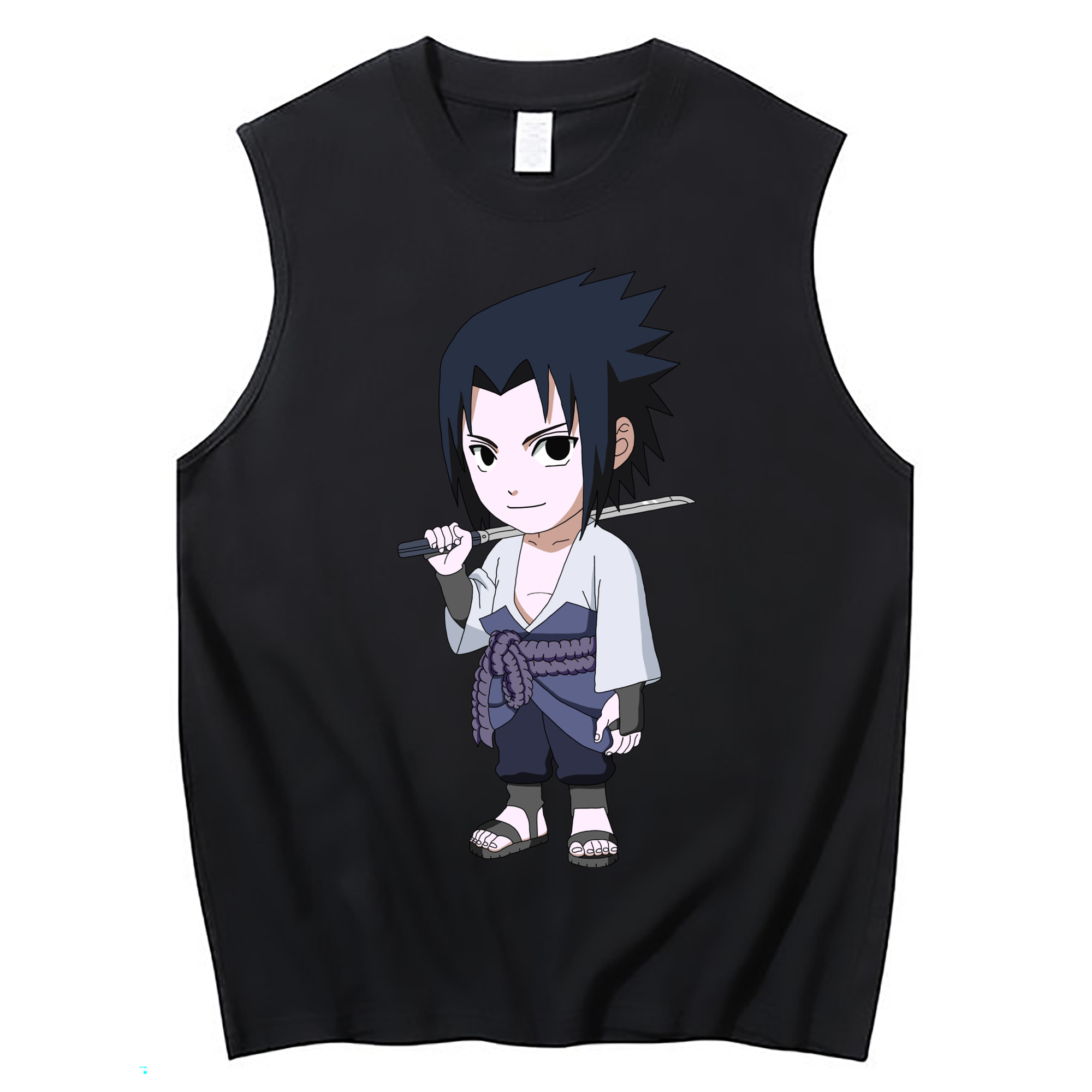 （画像用） NARUTO -ナルト- うちは サスケ Uchiha Sasuke コットン100％タンクトップ（フロントプリント）