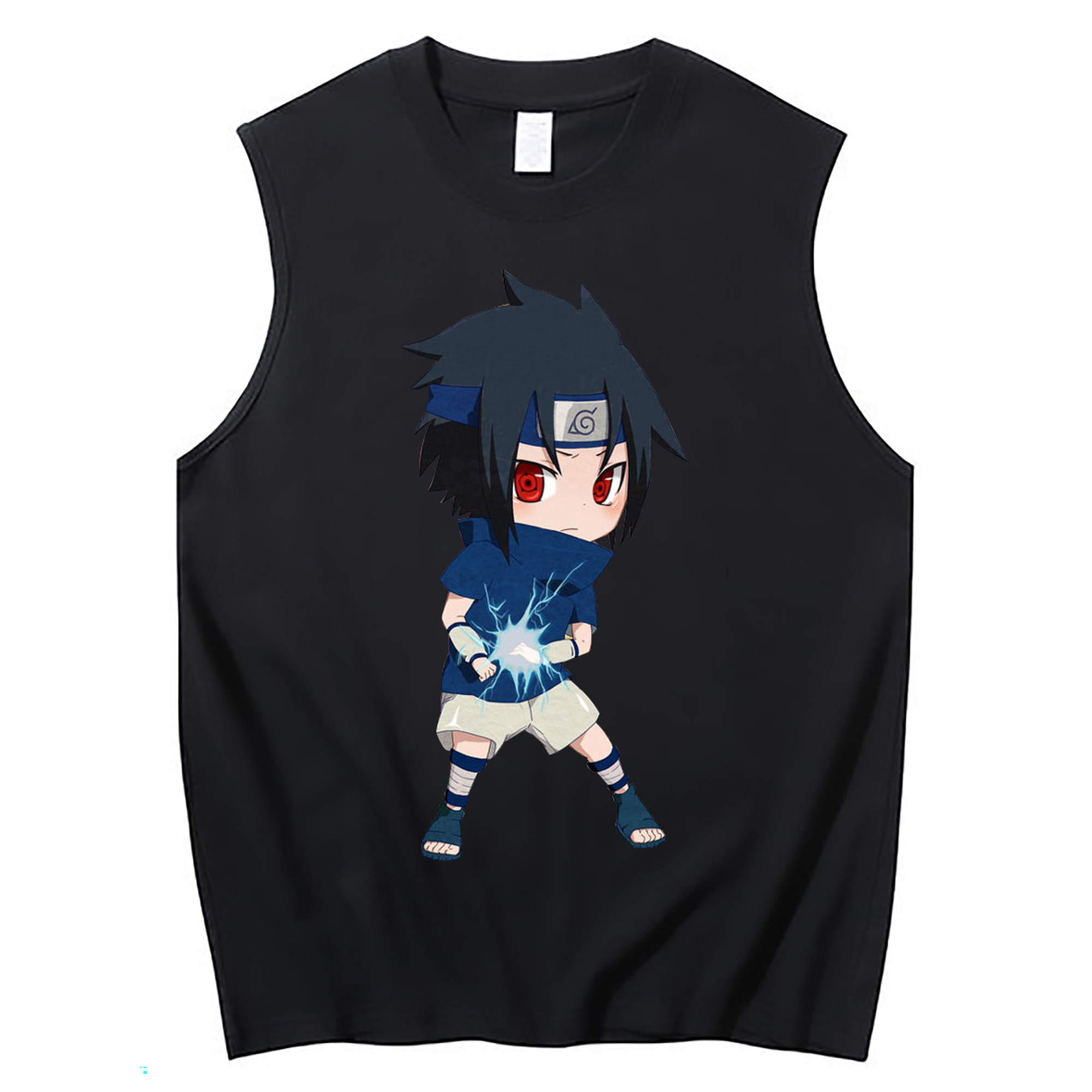 （画像用） NARUTO -ナルト- うちは サスケ Uchiha Sasuke コットン100％タンクトップ（フロントプリント）