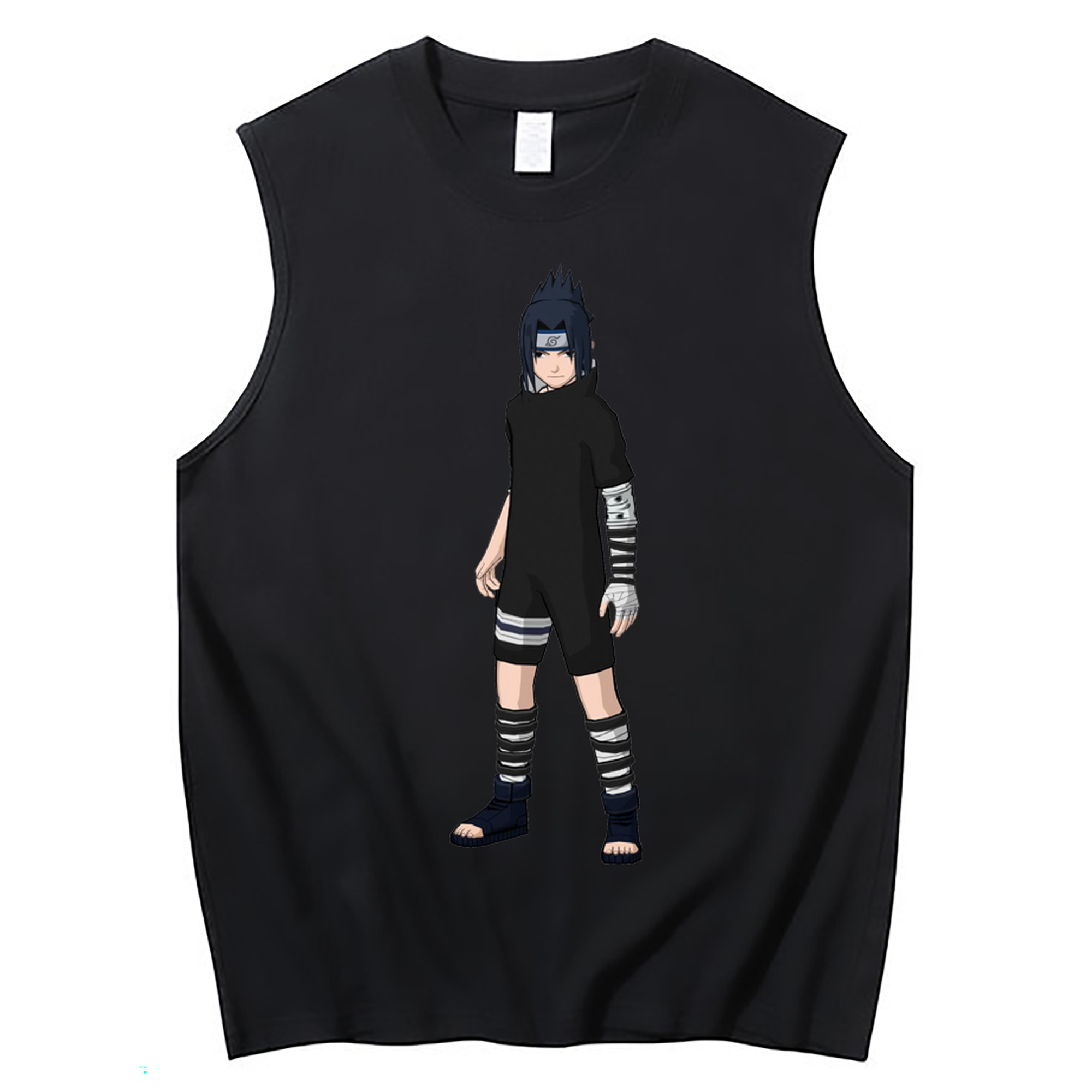 （画像用） NARUTO -ナルト- うちは サスケ Uchiha Sasuke コットン100％タンクトップ（フロントプリント）