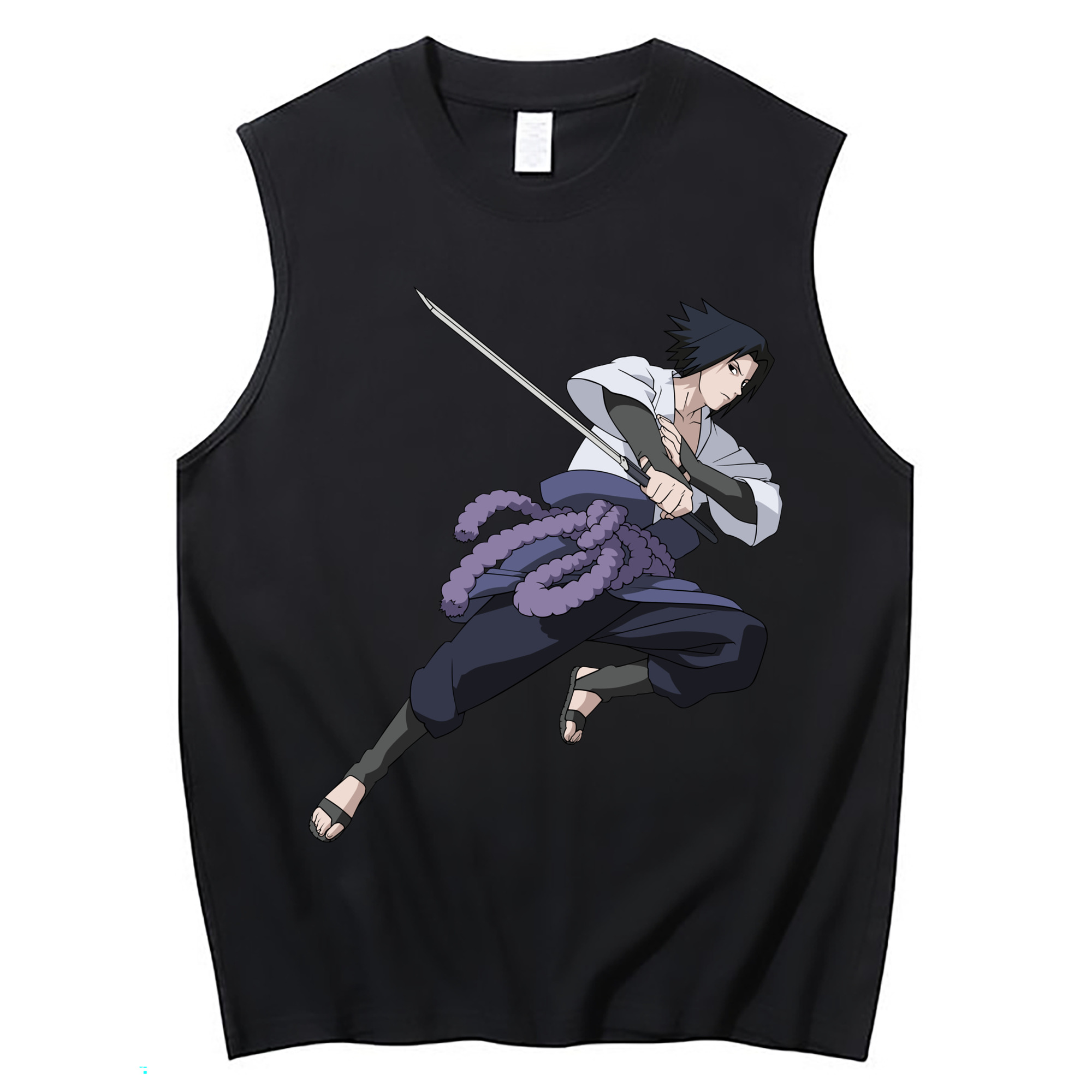 （画像用） NARUTO -ナルト- うちは サスケ Uchiha Sasuke コットン100％タンクトップ（フロントプリント）