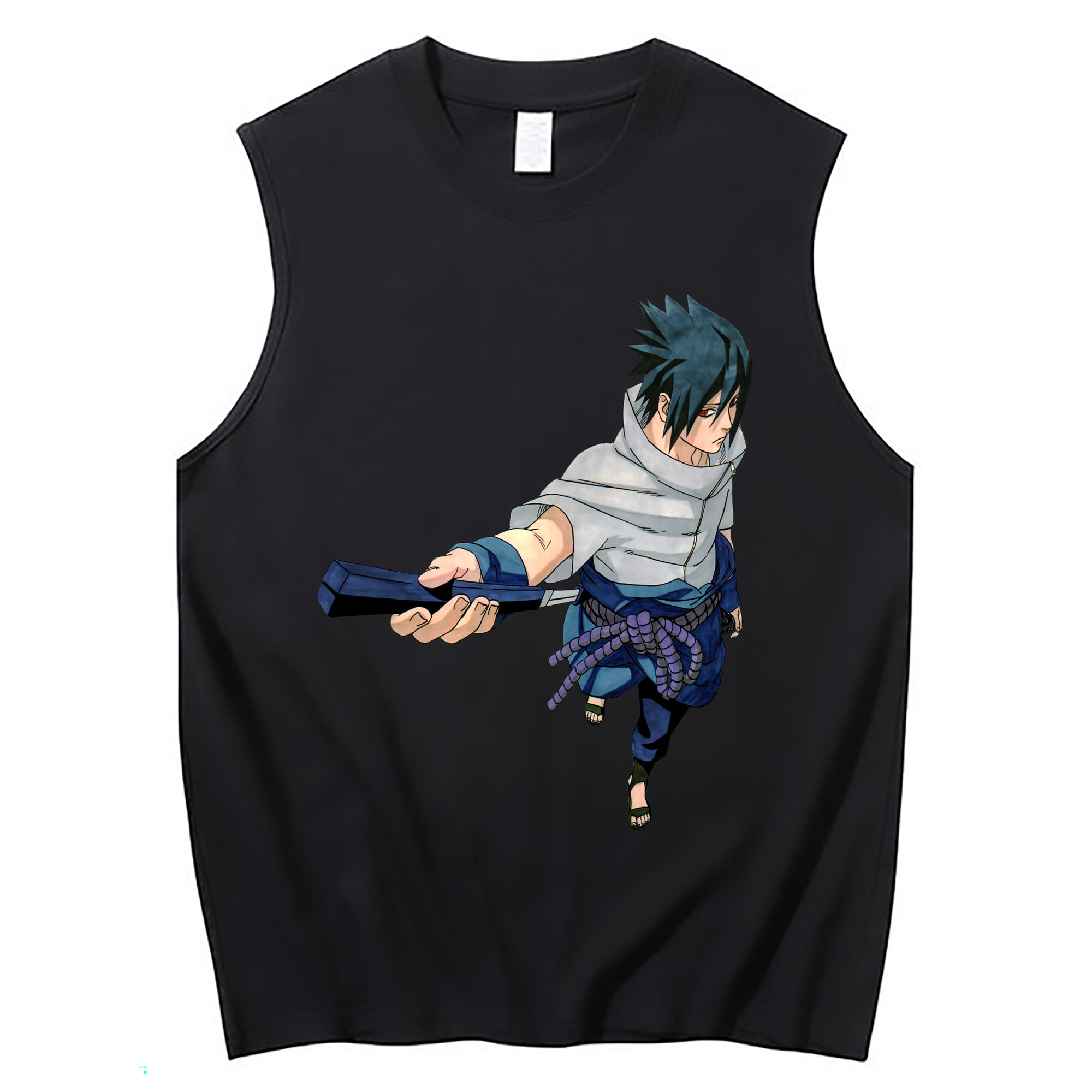 （画像用） NARUTO -ナルト- うちは サスケ Uchiha Sasuke コットン100％タンクトップ（フロントプリント）