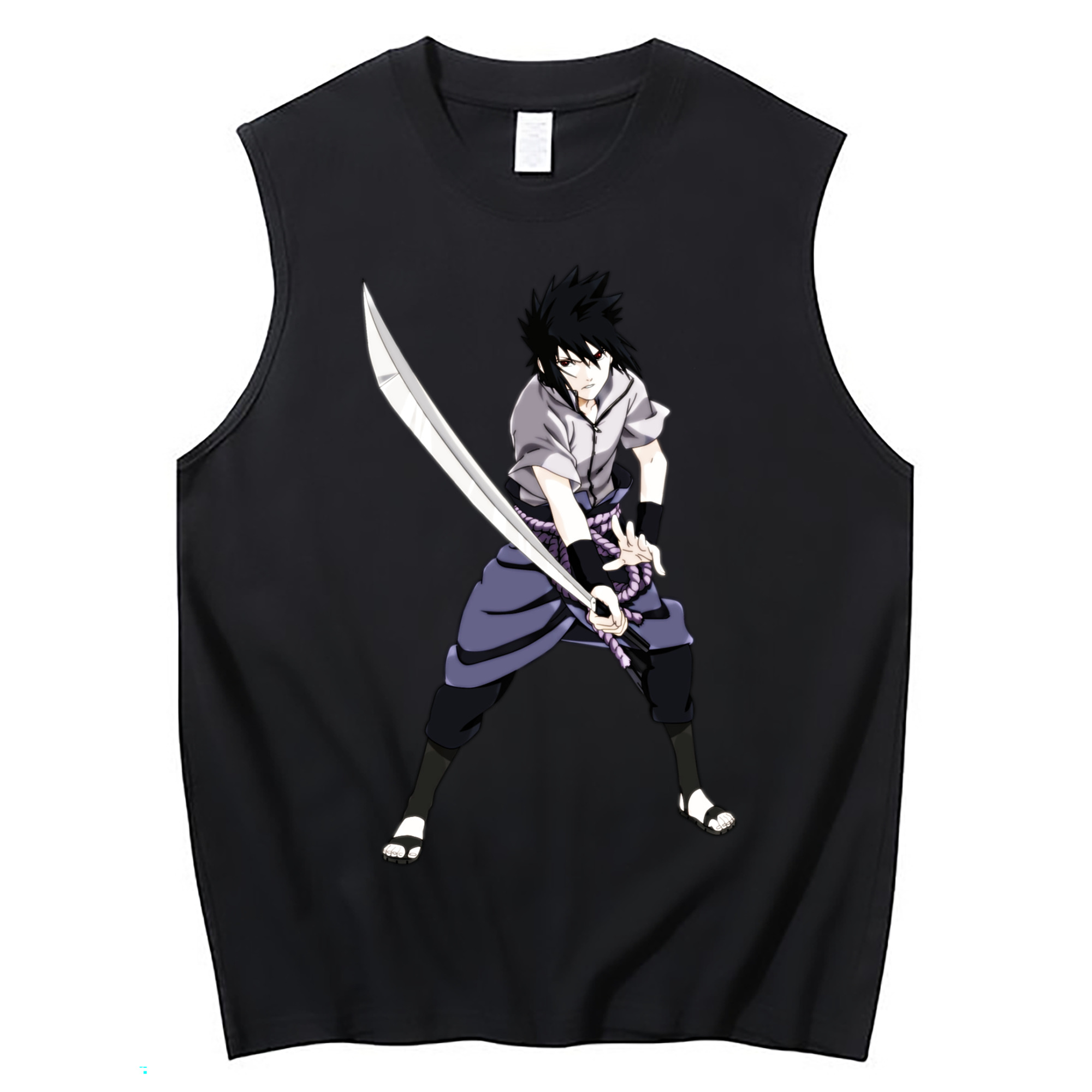 （画像用） NARUTO -ナルト- うちは サスケ Uchiha Sasuke コットン100％タンクトップ（フロントプリント）