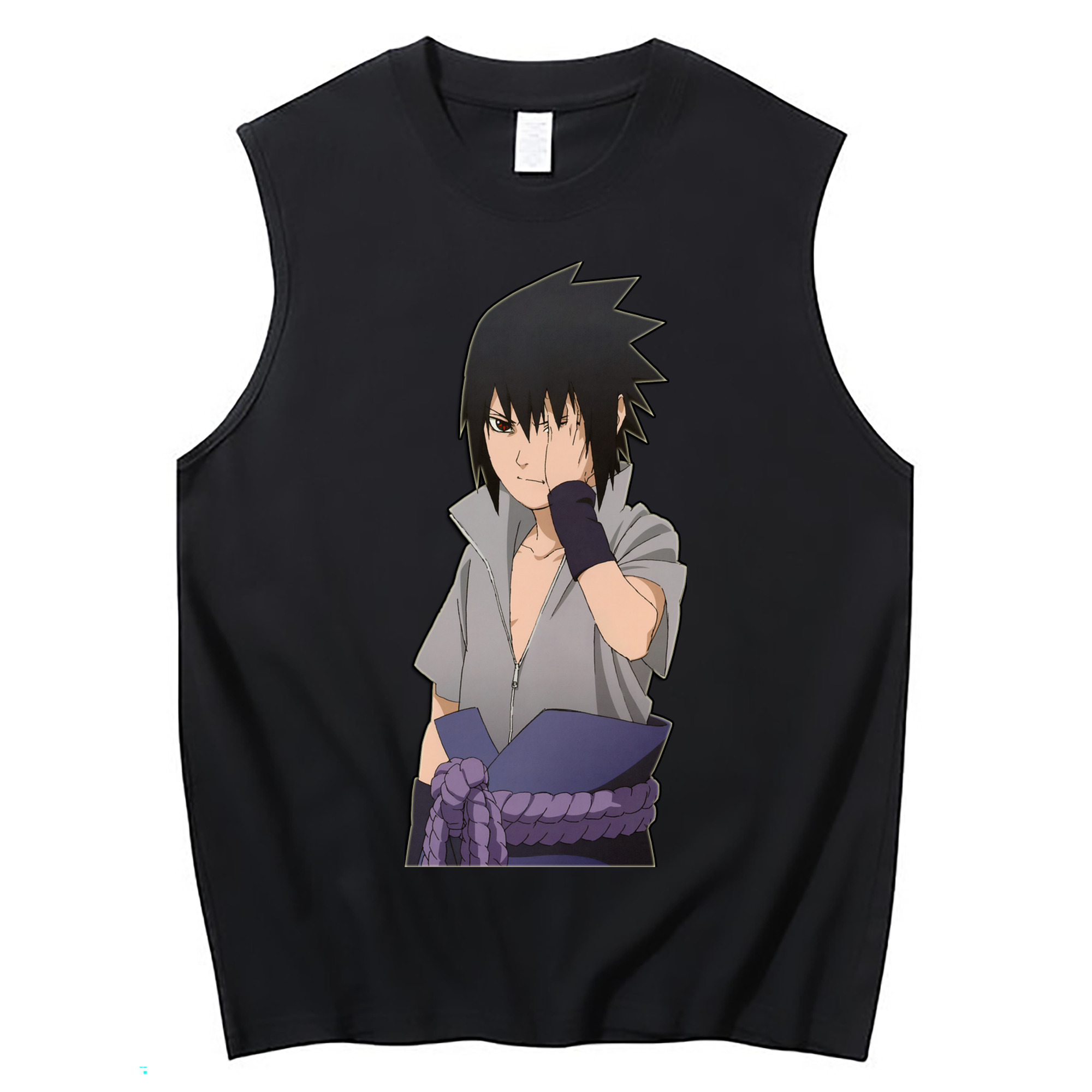 （画像用） NARUTO -ナルト- うちは サスケ Uchiha Sasuke コットン100％タンクトップ（フロントプリント）