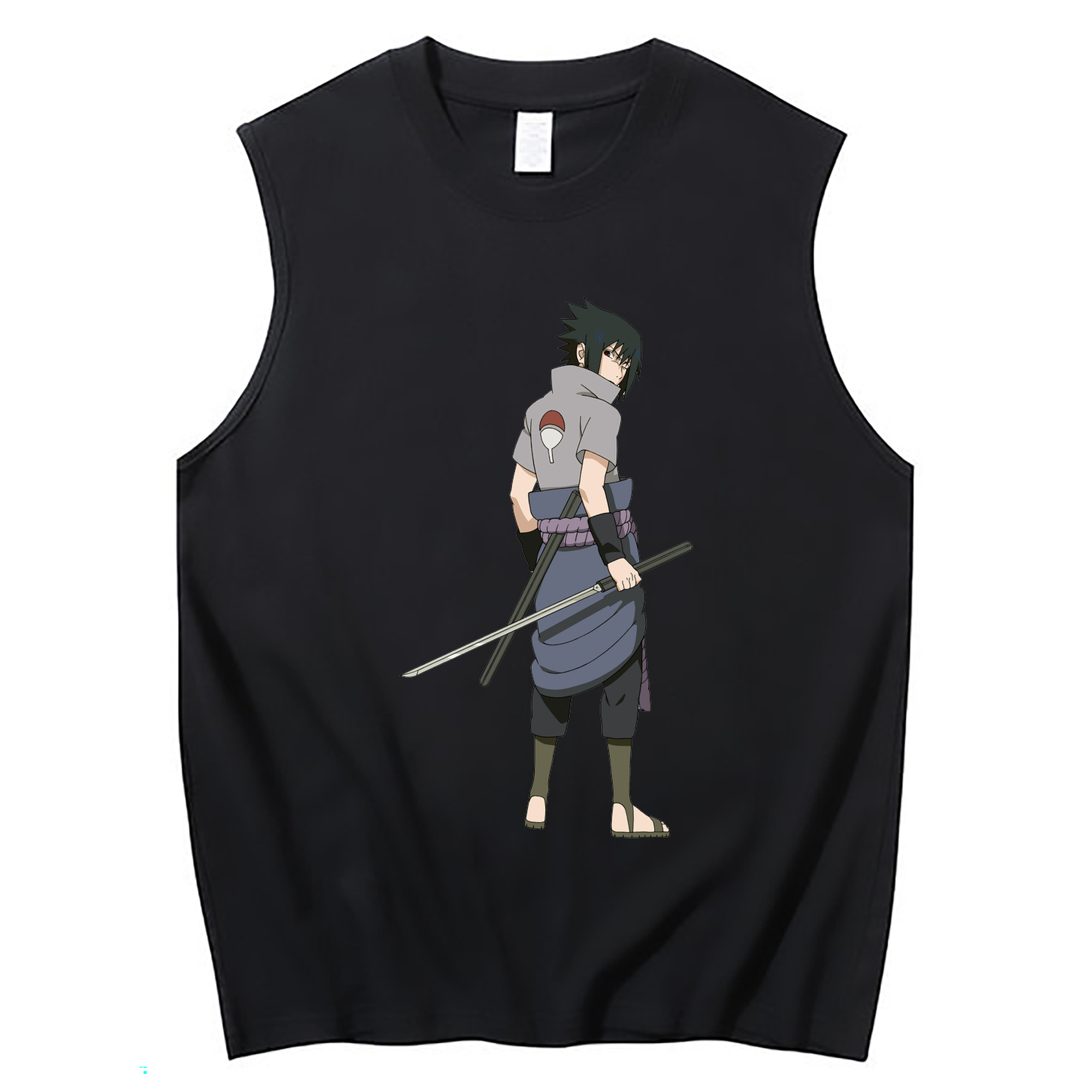 （画像用） NARUTO -ナルト- うちは サスケ Uchiha Sasuke コットン100％タンクトップ（フロントプリント）