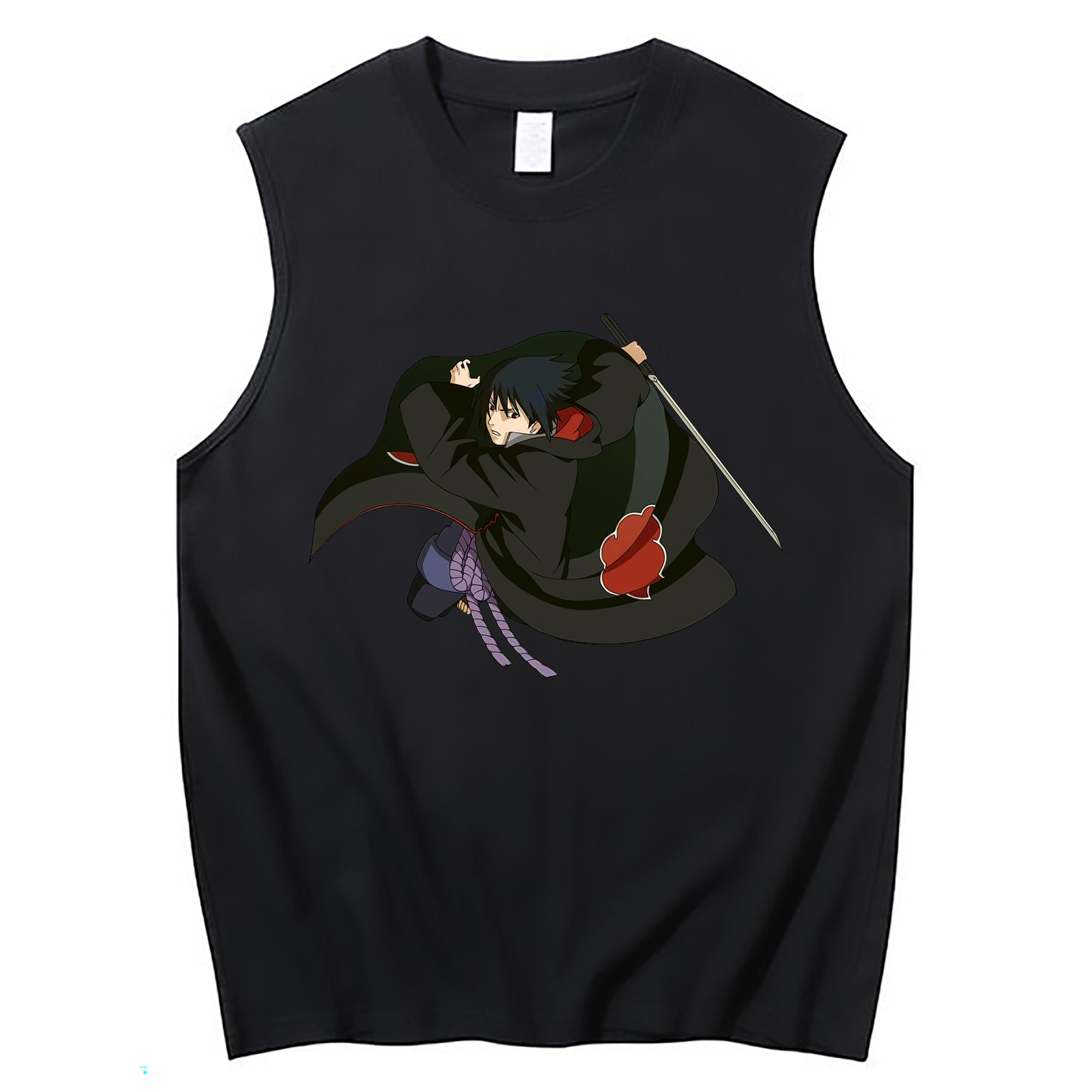（画像用） NARUTO -ナルト- うちは サスケ Uchiha Sasuke コットン100％タンクトップ（フロントプリント）