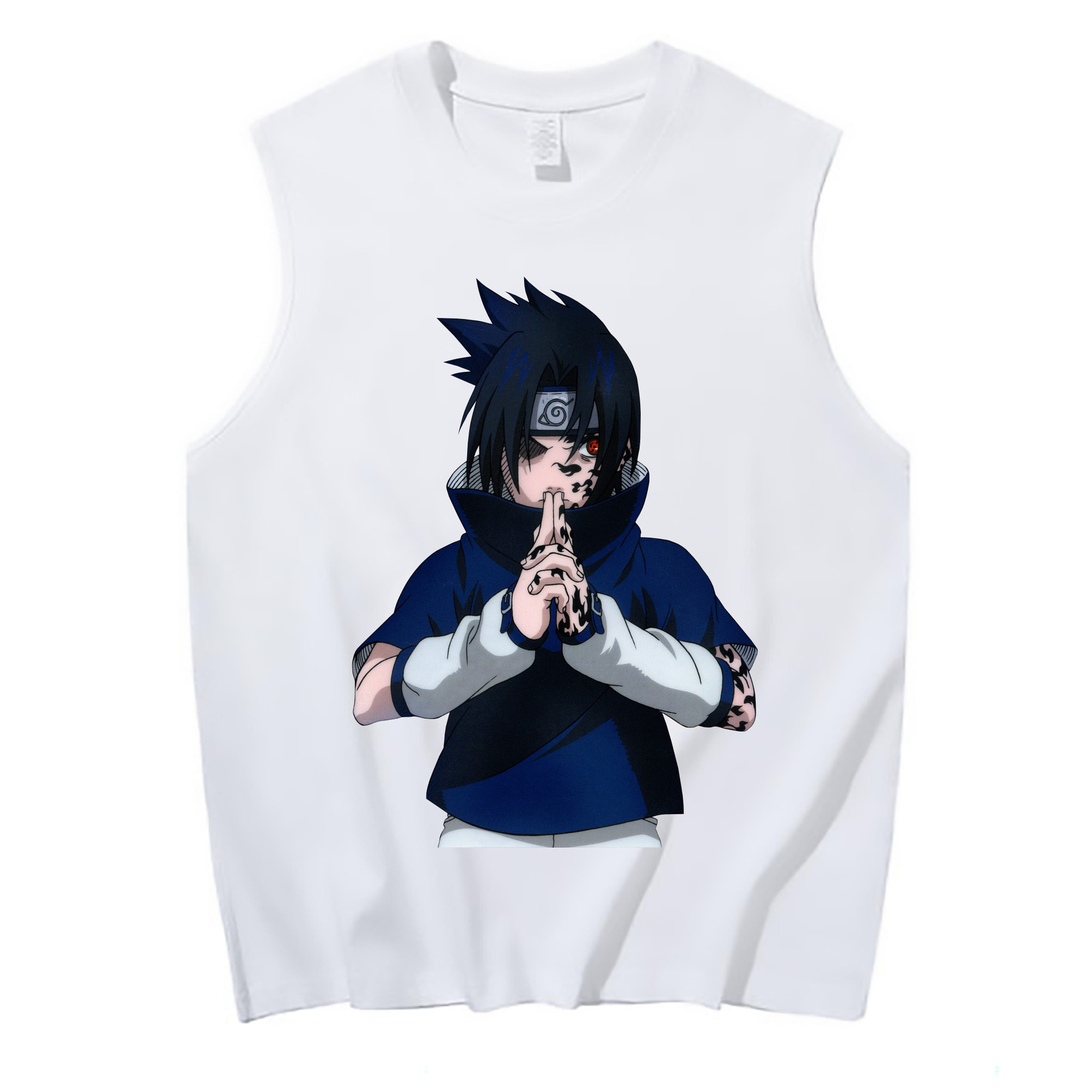 （画像用） NARUTO -ナルト- うちは サスケ Uchiha Sasuke コットン100％タンクトップ（フロントプリント）