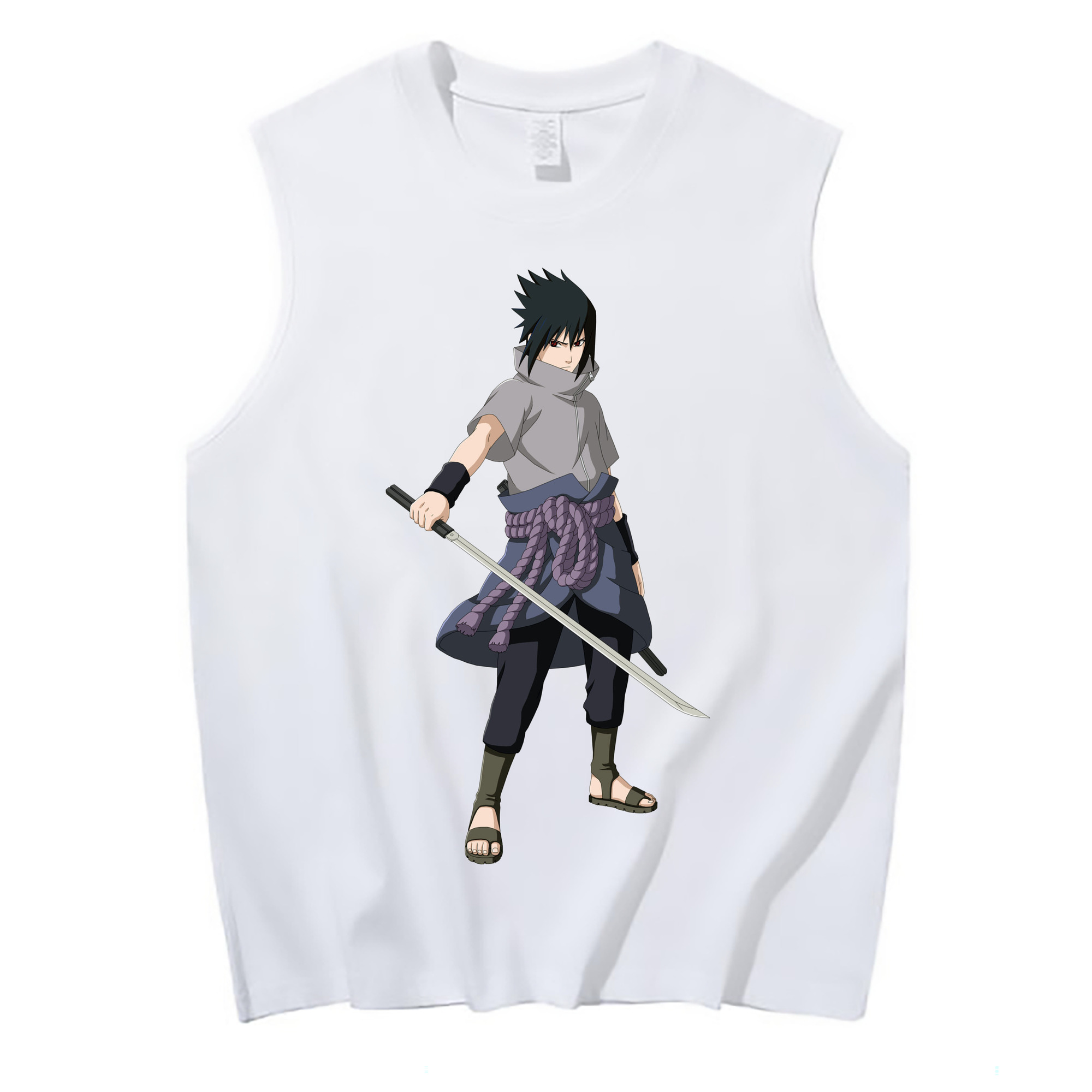 （画像用） NARUTO -ナルト- うちは サスケ Uchiha Sasuke コットン100％タンクトップ（フロントプリント）