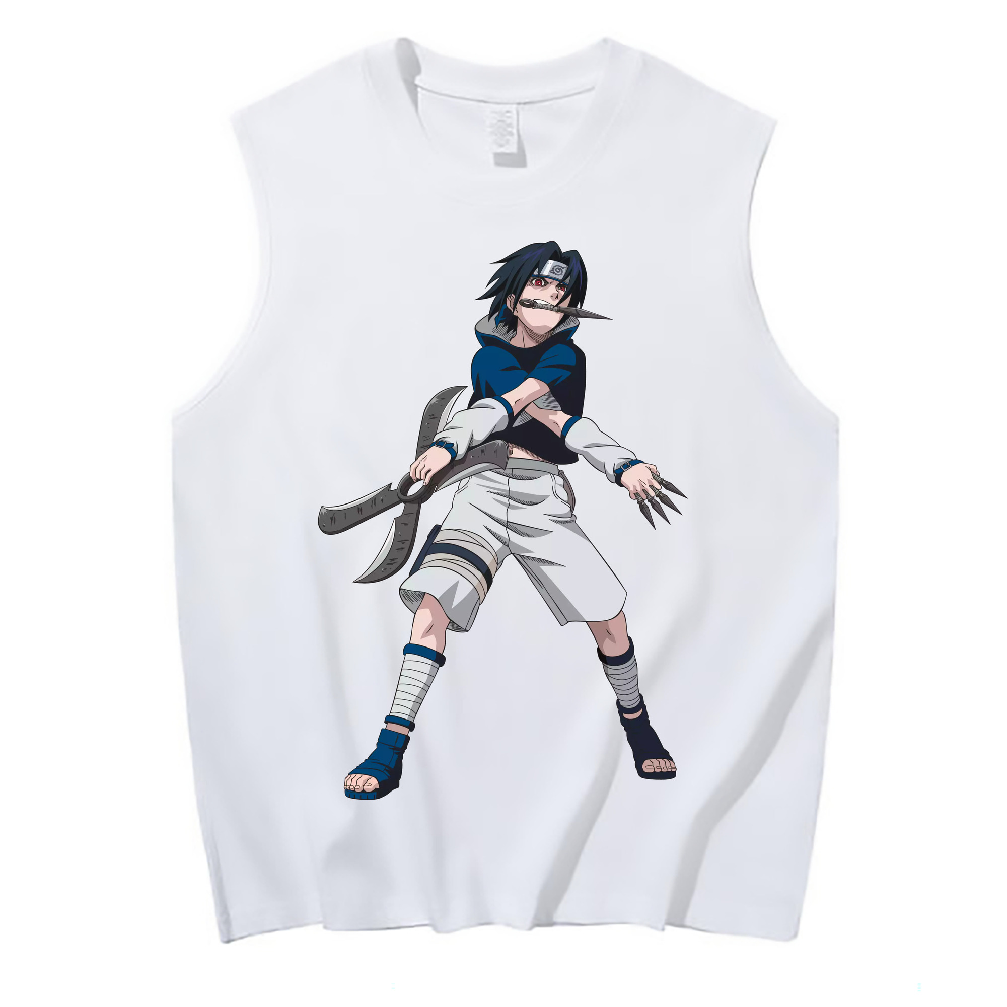 （画像用） NARUTO -ナルト- うちは サスケ Uchiha Sasuke コットン100％タンクトップ（フロントプリント）