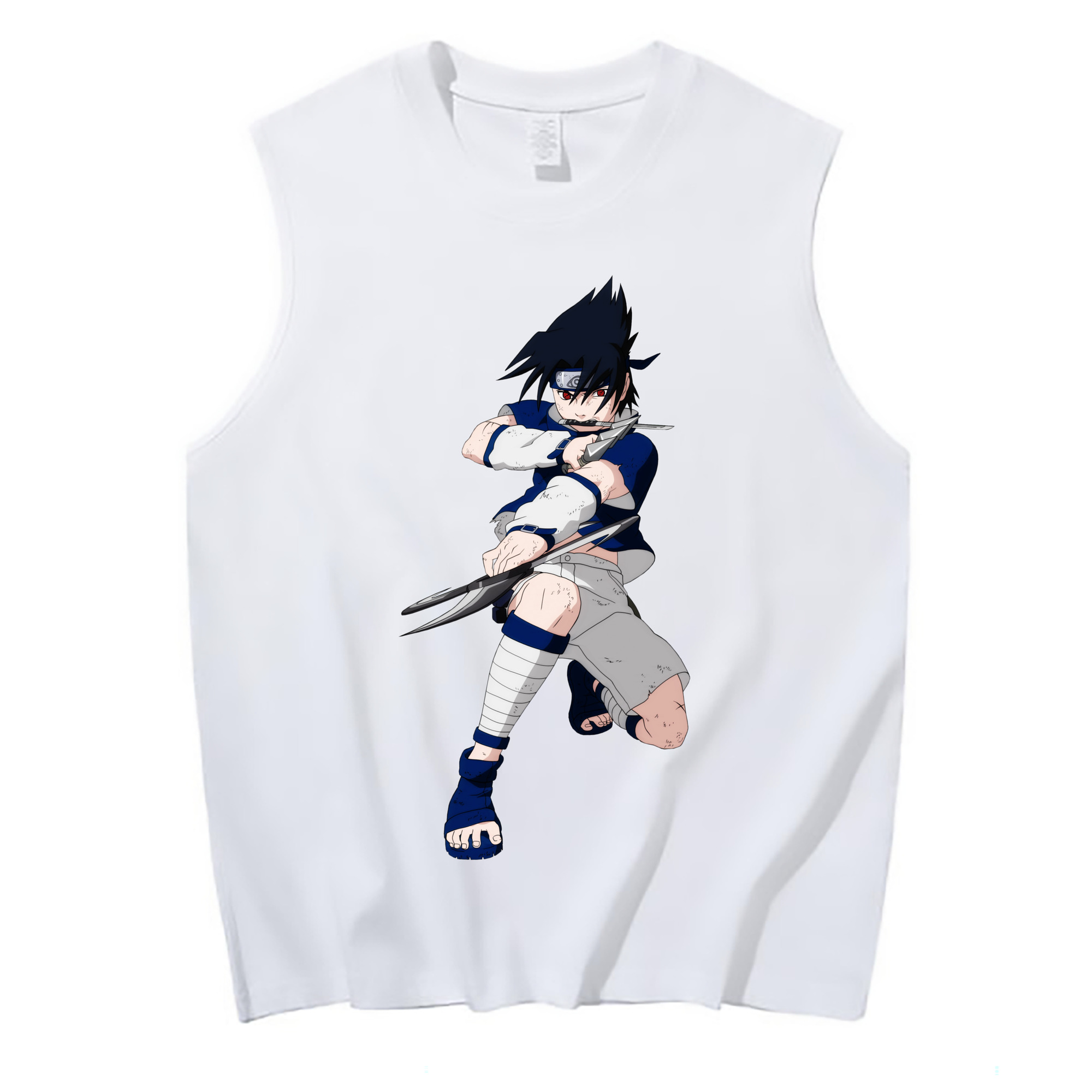 （画像用） NARUTO -ナルト- うちは サスケ Uchiha Sasuke コットン100％タンクトップ（フロントプリント）