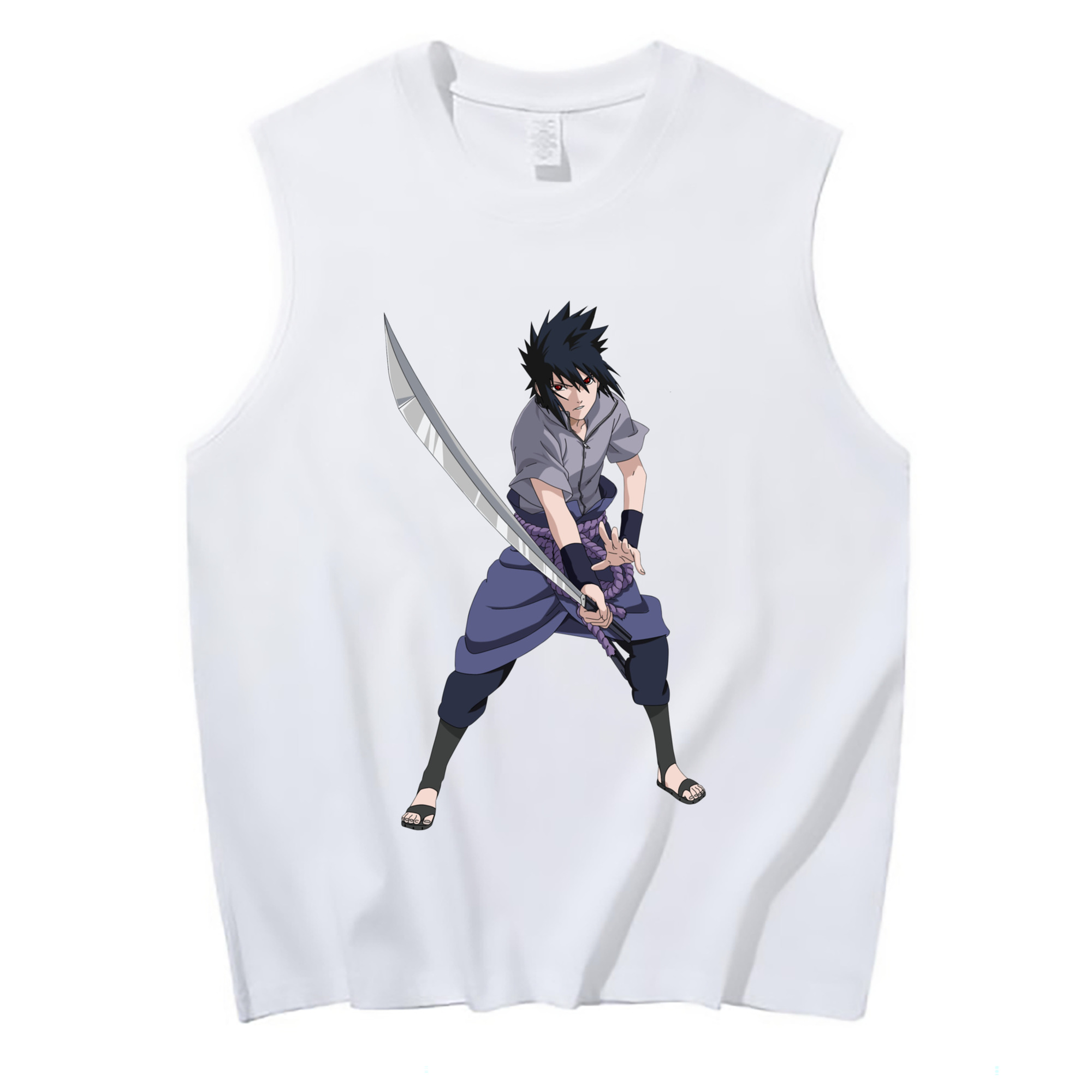 （画像用） NARUTO -ナルト- うちは サスケ Uchiha Sasuke コットン100％タンクトップ（フロントプリント）