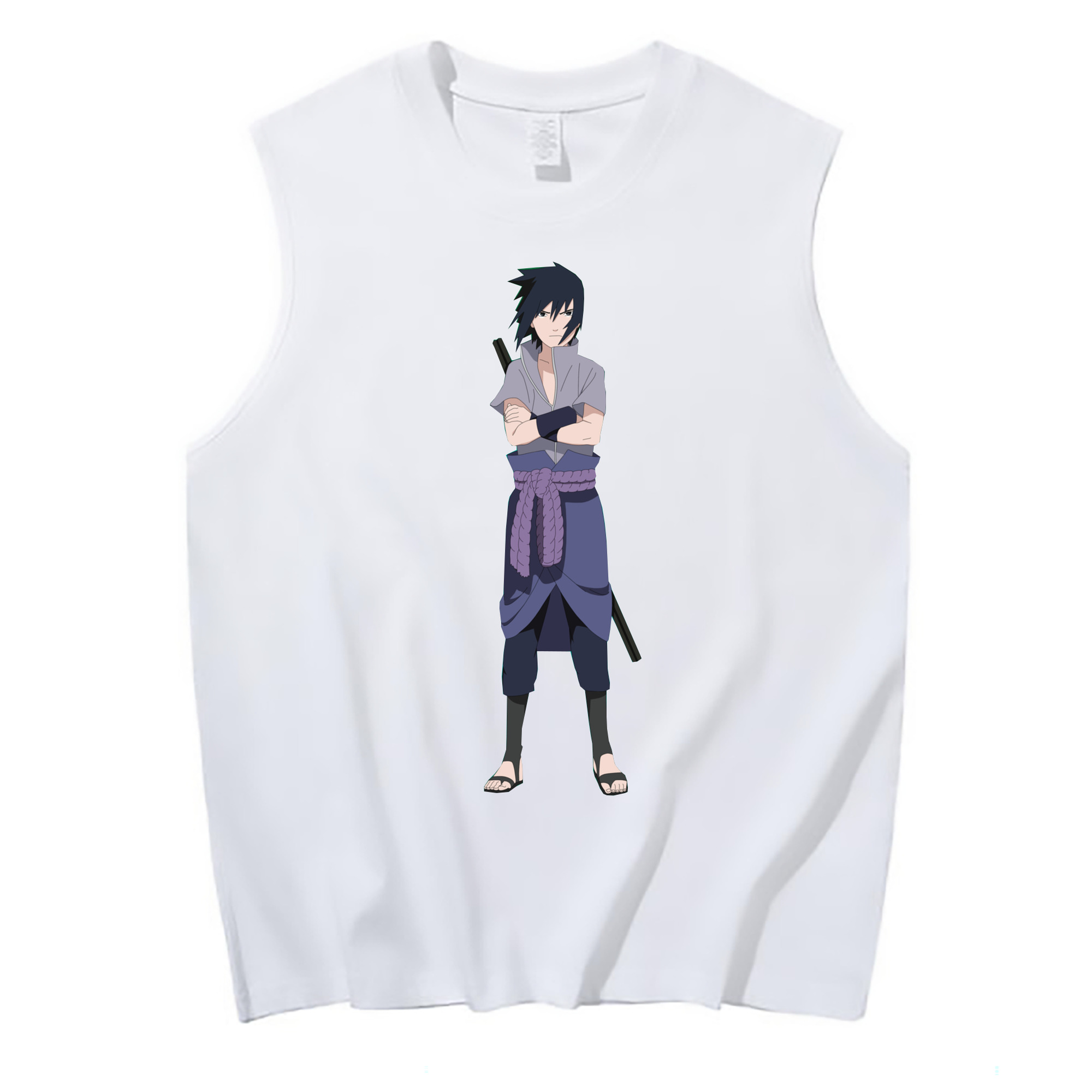 （画像用） NARUTO -ナルト- うちは サスケ Uchiha Sasuke コットン100％タンクトップ（フロントプリント）