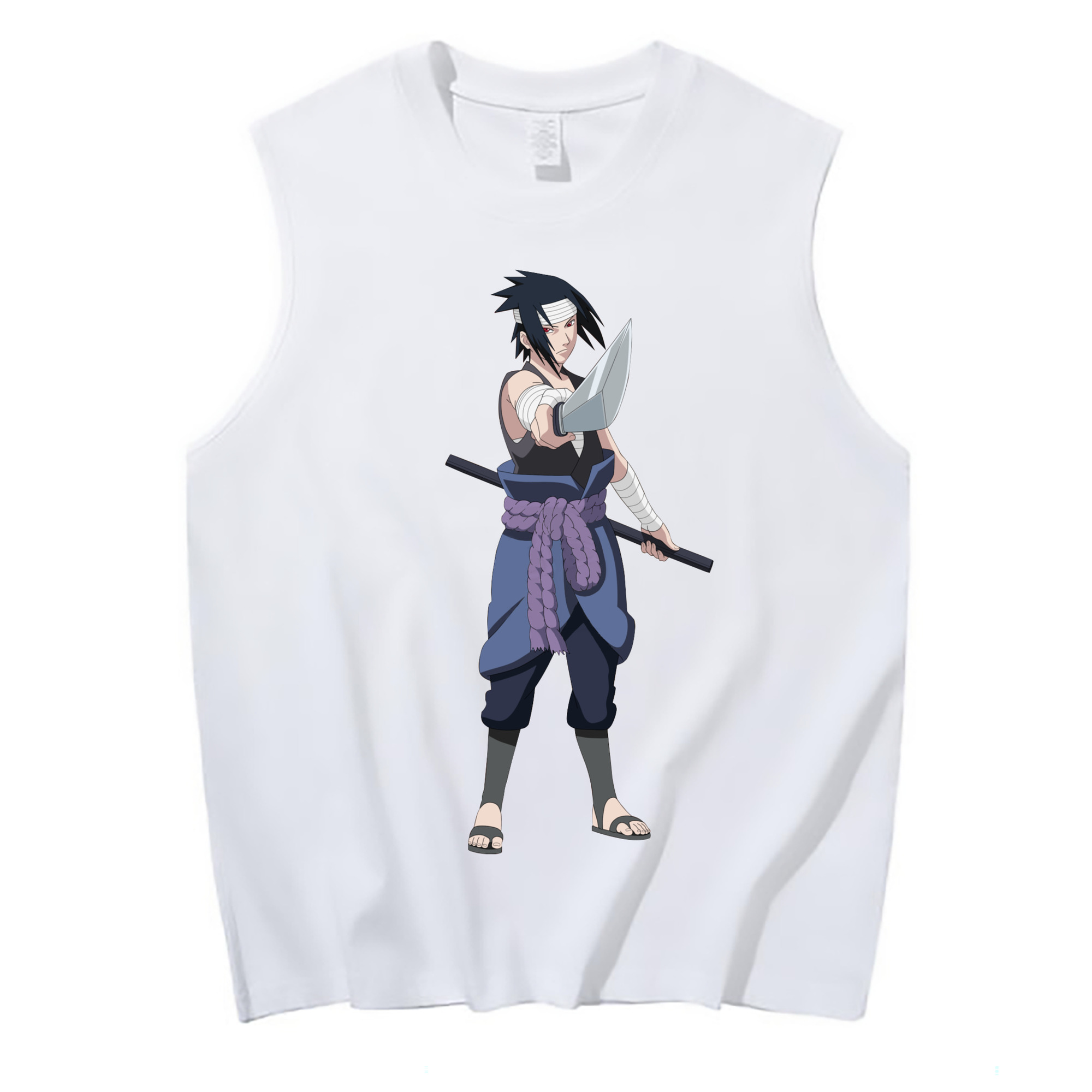 （画像用） NARUTO -ナルト- うちは サスケ Uchiha Sasuke コットン100％タンクトップ（フロントプリント）