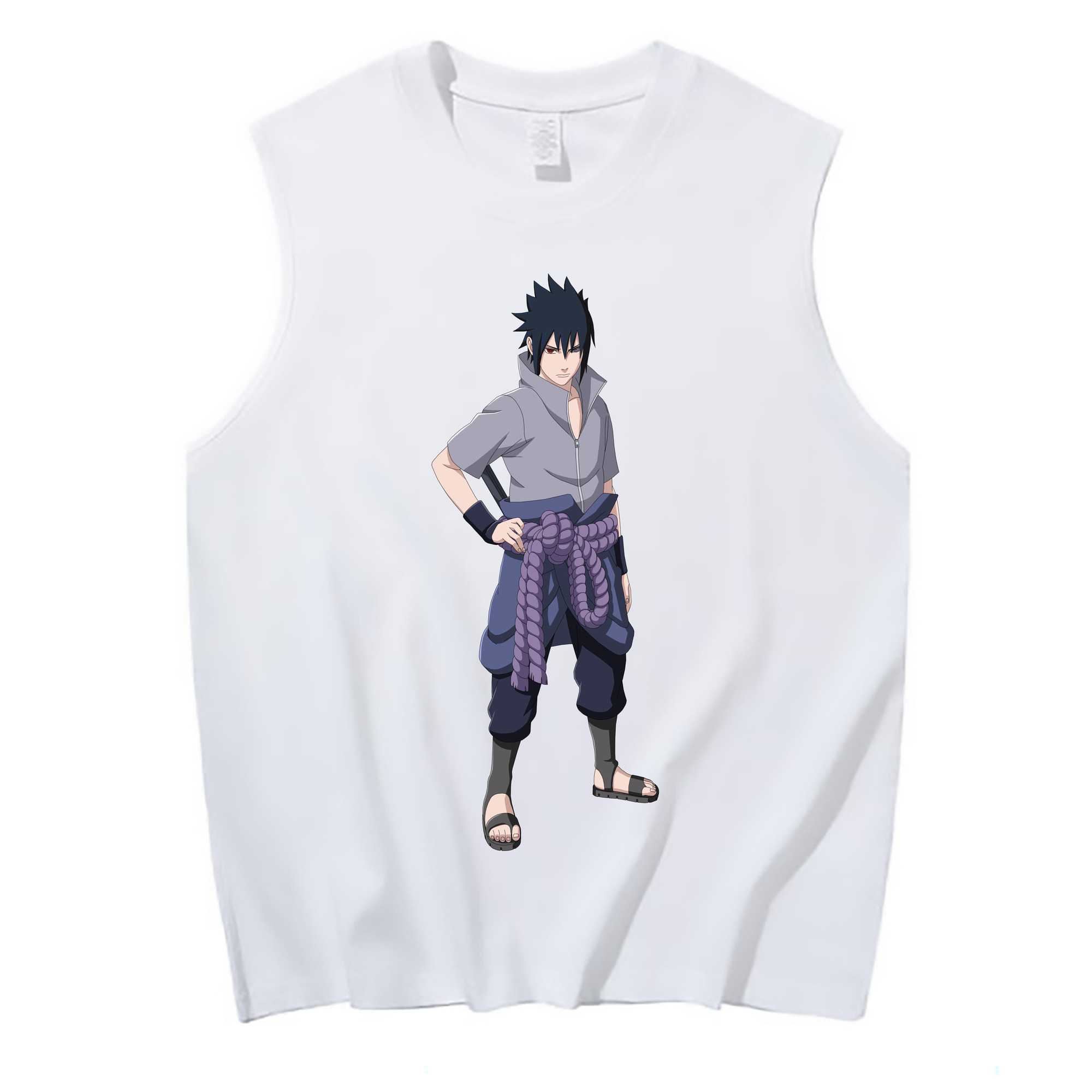 （画像用） NARUTO -ナルト- うちは サスケ Uchiha Sasuke コットン100％タンクトップ（フロントプリント）