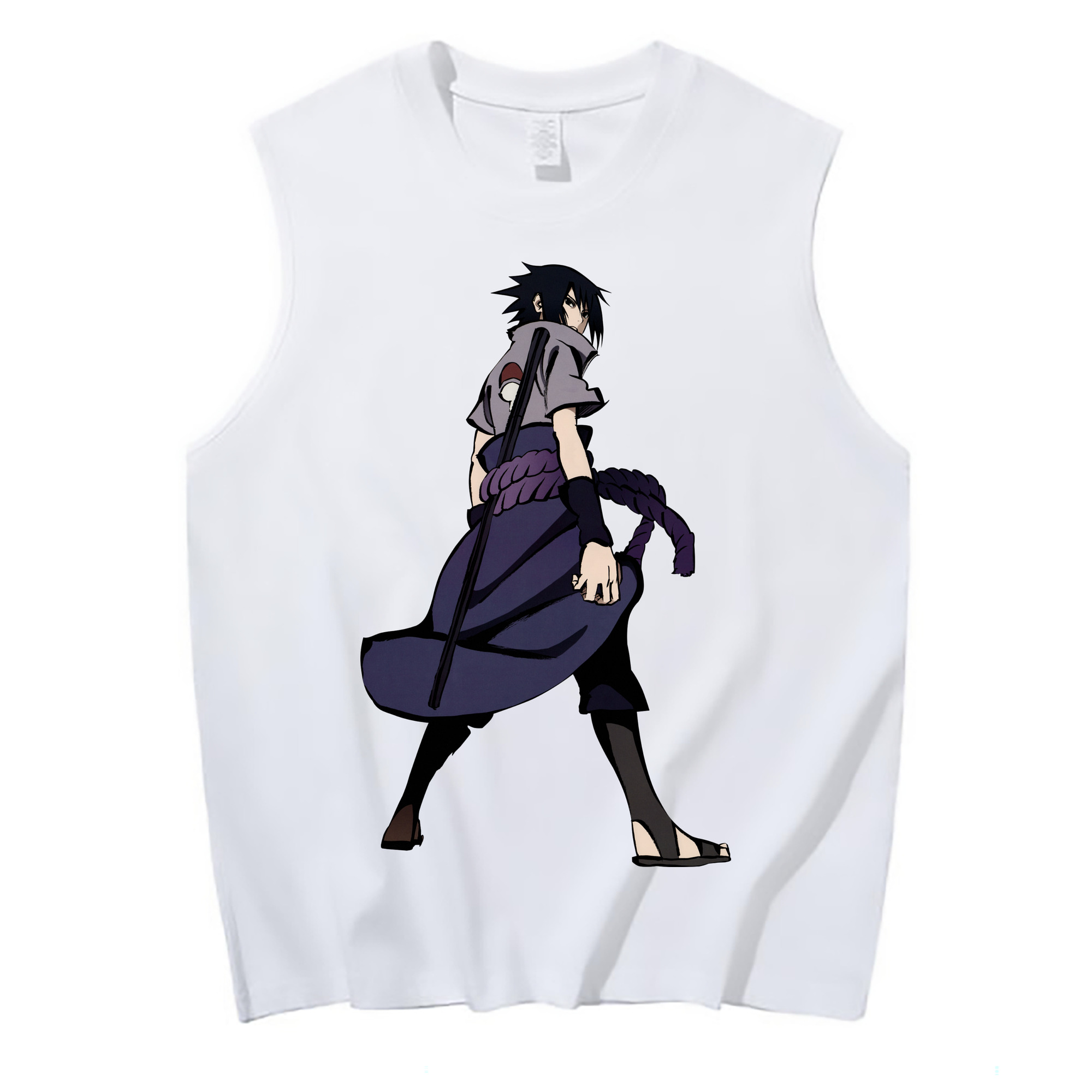 （画像用） NARUTO -ナルト- うちは サスケ Uchiha Sasuke コットン100％タンクトップ（フロントプリント）