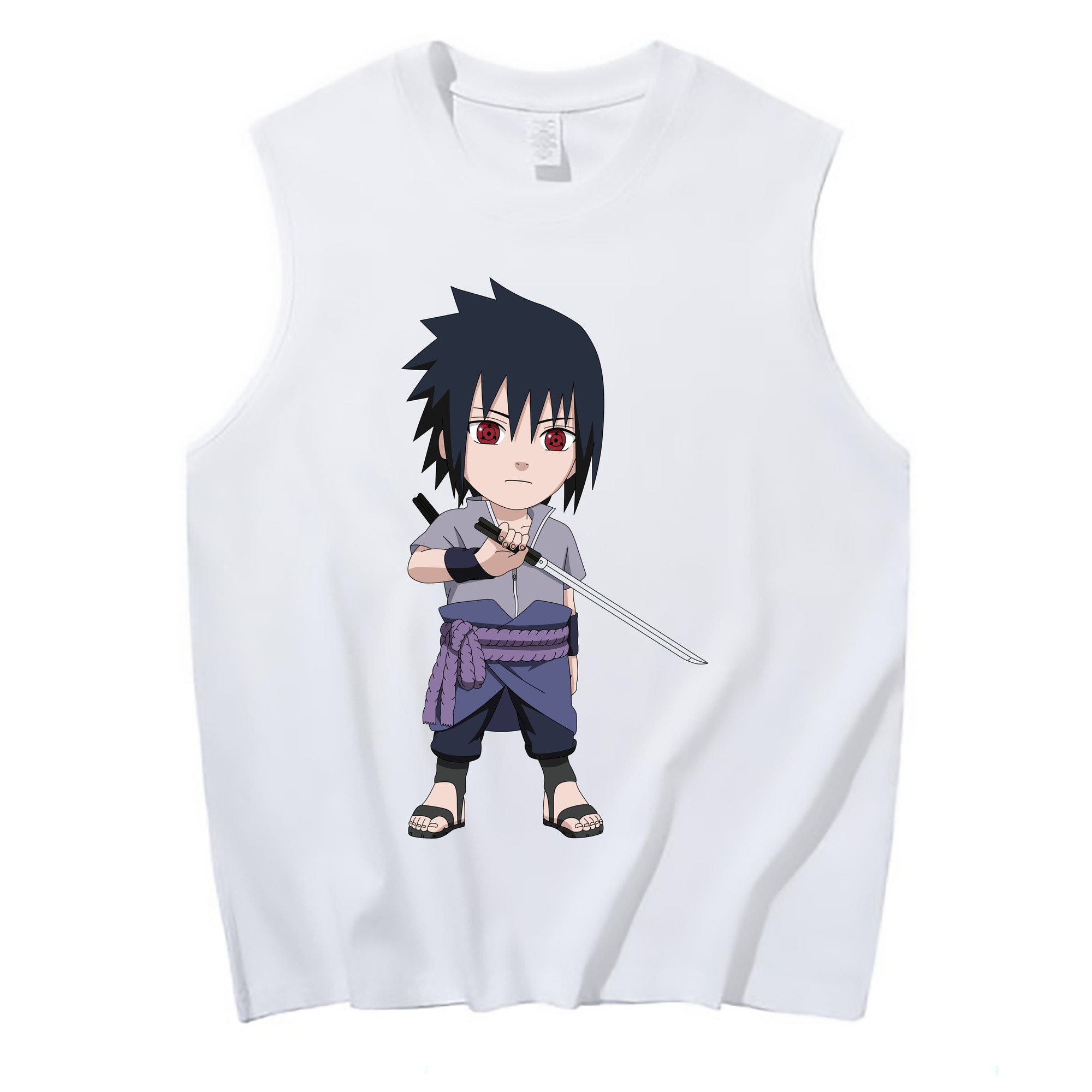 （画像用） NARUTO -ナルト- うちは サスケ Uchiha Sasuke コットン100％タンクトップ（フロントプリント）