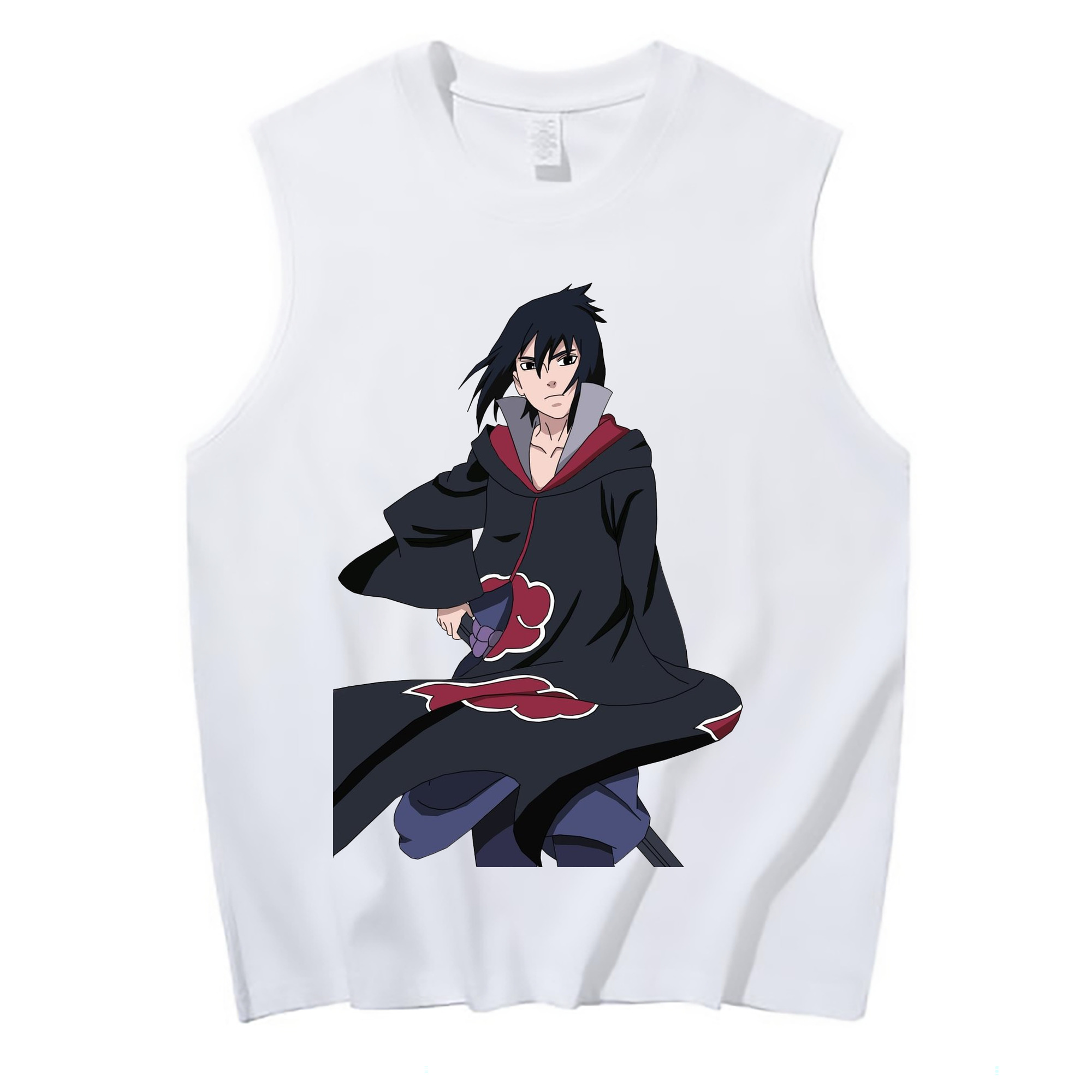（画像用） NARUTO -ナルト- うちは サスケ Uchiha Sasuke コットン100％タンクトップ（フロントプリント）