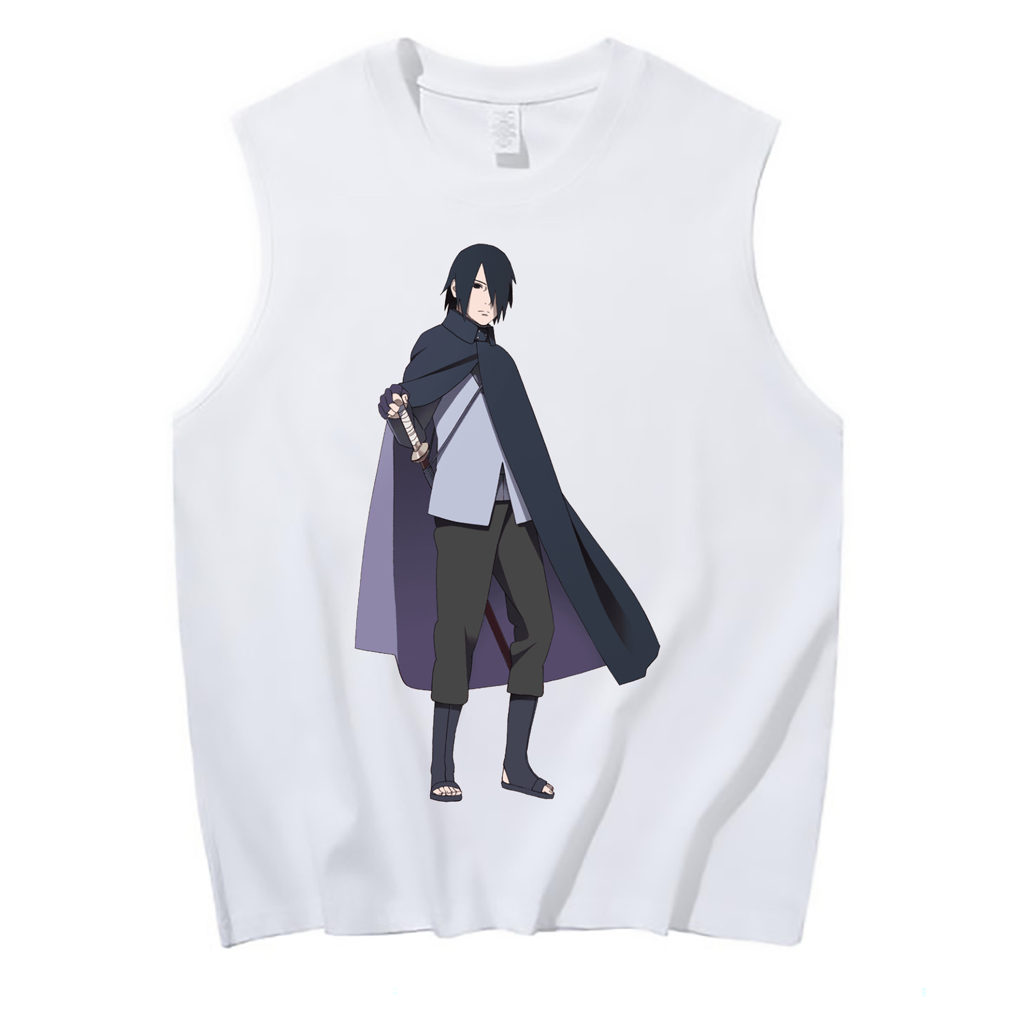 （画像用） NARUTO -ナルト- うちは サスケ Uchiha Sasuke コットン100％タンクトップ（フロントプリント）
