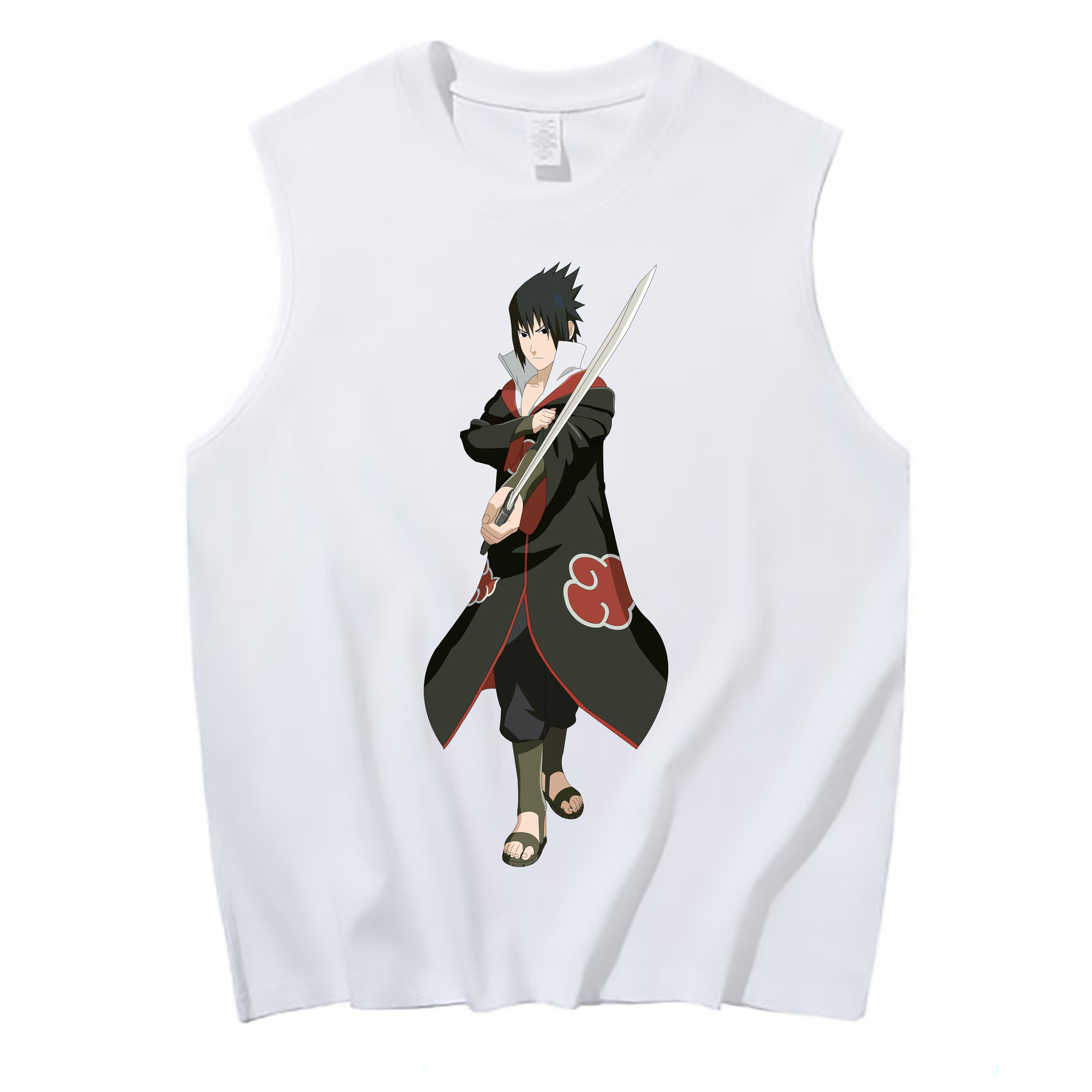 （画像用） NARUTO -ナルト- うちは サスケ Uchiha Sasuke コットン100％タンクトップ（フロントプリント）