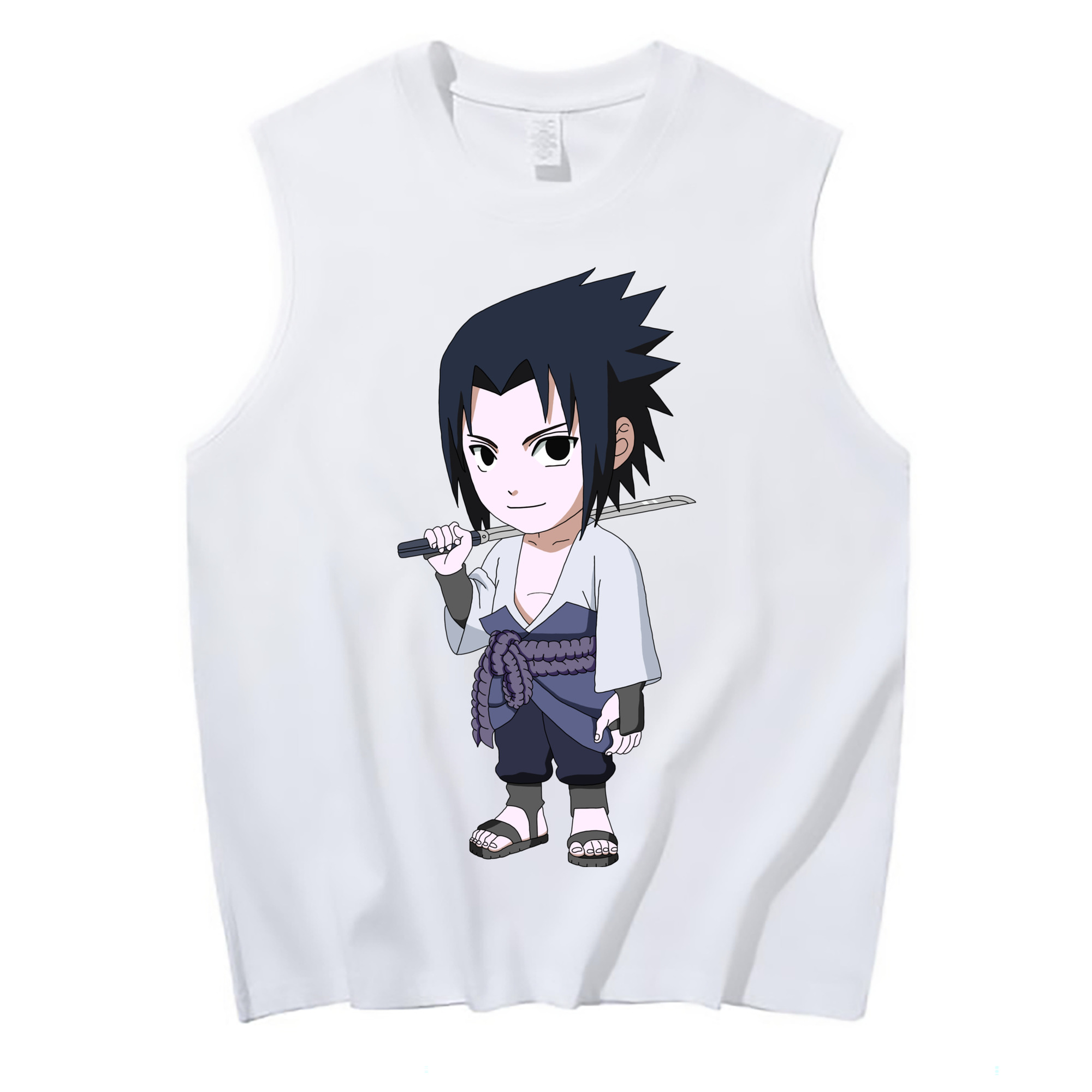 （画像用） NARUTO -ナルト- うちは サスケ Uchiha Sasuke コットン100％タンクトップ（フロントプリント）