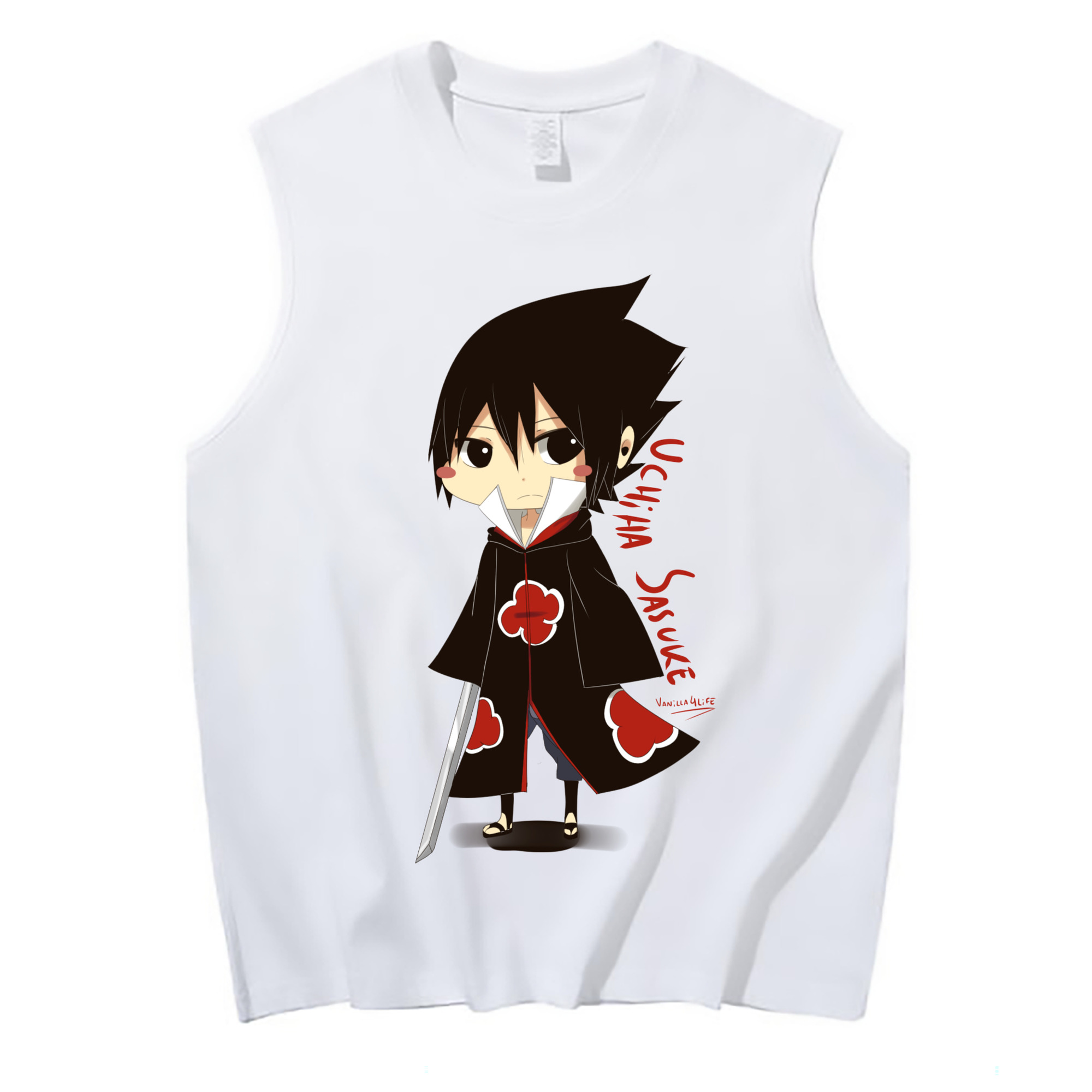 （画像用） NARUTO -ナルト- うちは サスケ Uchiha Sasuke コットン100％タンクトップ（フロントプリント）