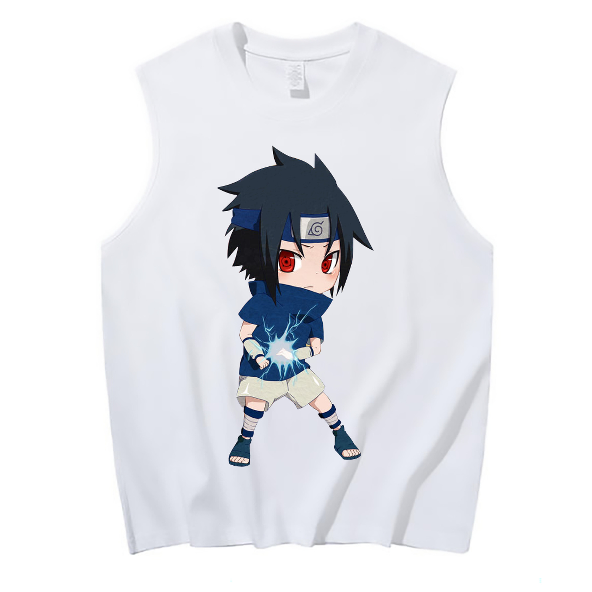 （画像用） NARUTO -ナルト- うちは サスケ Uchiha Sasuke コットン100％タンクトップ（フロントプリント）