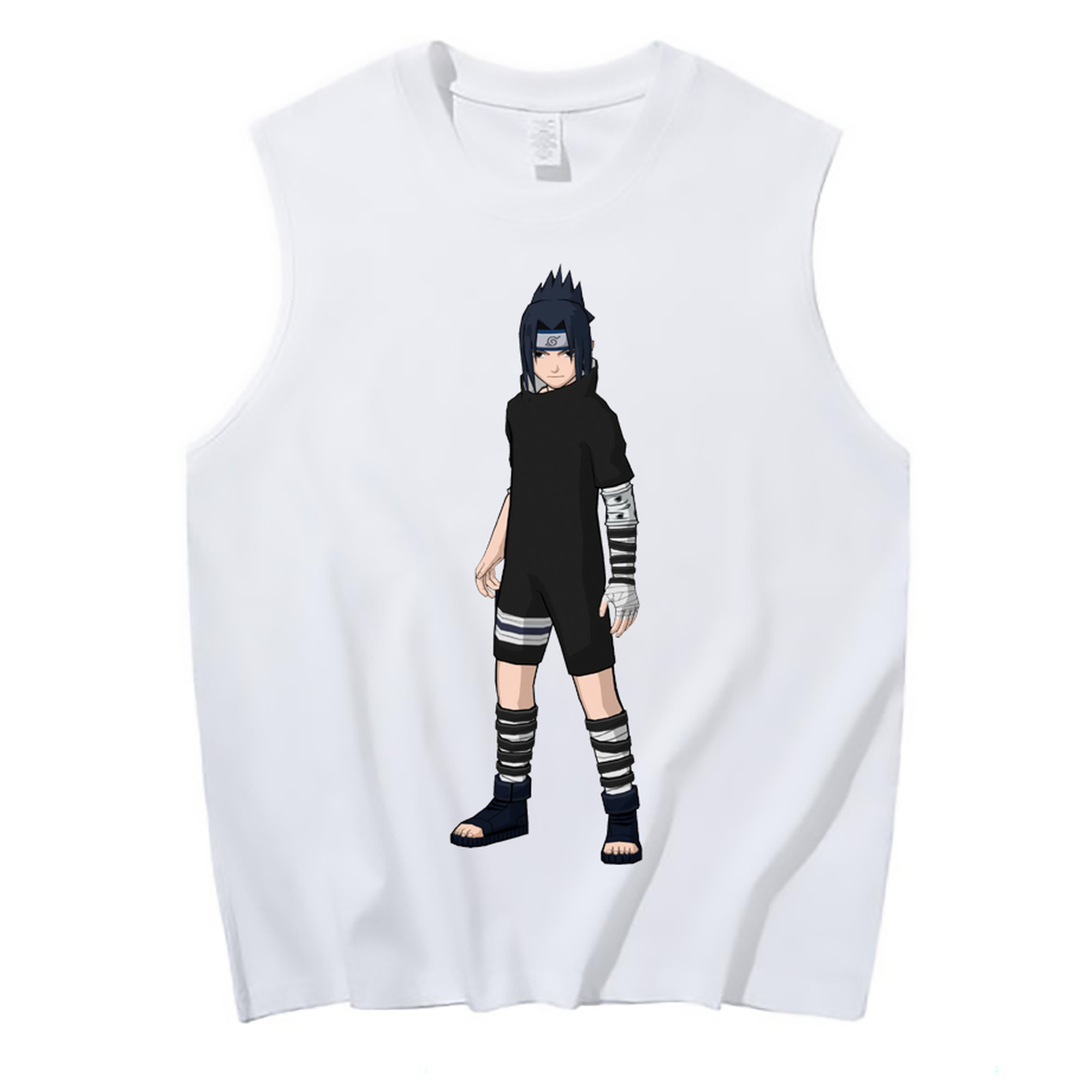 （画像用） NARUTO -ナルト- うちは サスケ Uchiha Sasuke コットン100％タンクトップ（フロントプリント）