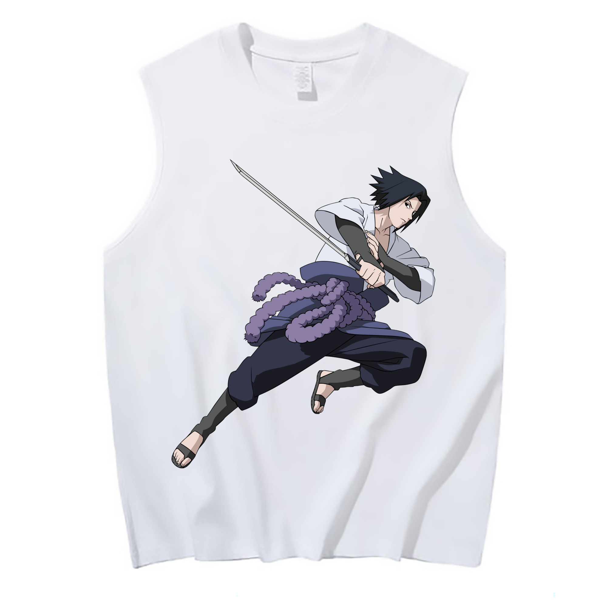 （画像用） NARUTO -ナルト- うちは サスケ Uchiha Sasuke コットン100％タンクトップ（フロントプリント）