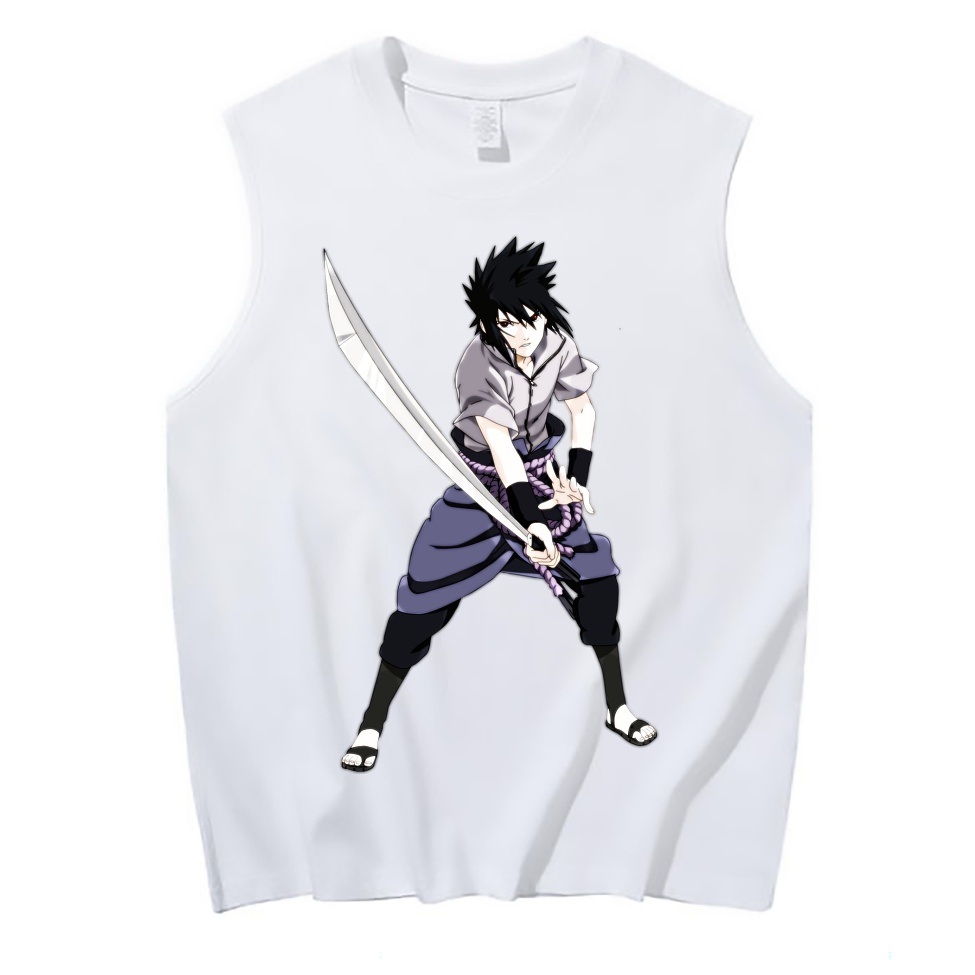 （画像用） NARUTO -ナルト- うちは サスケ Uchiha Sasuke コットン100％タンクトップ（フロントプリント）